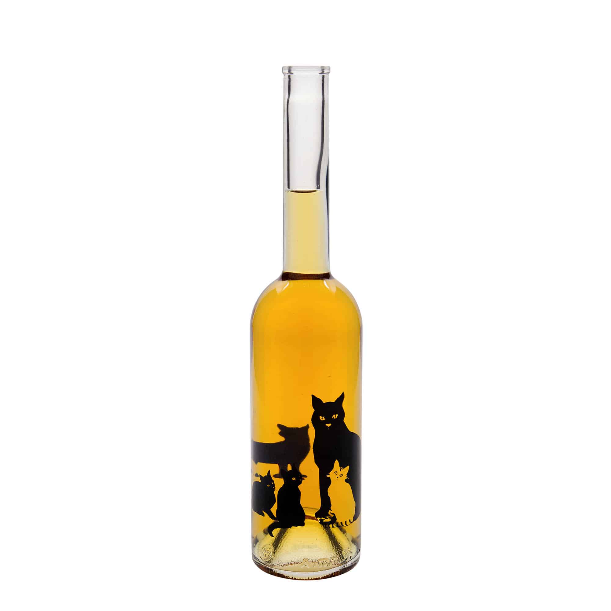 500 ml Glasflasche „Opera“, Motiv: Katzen, Mündung: Kork