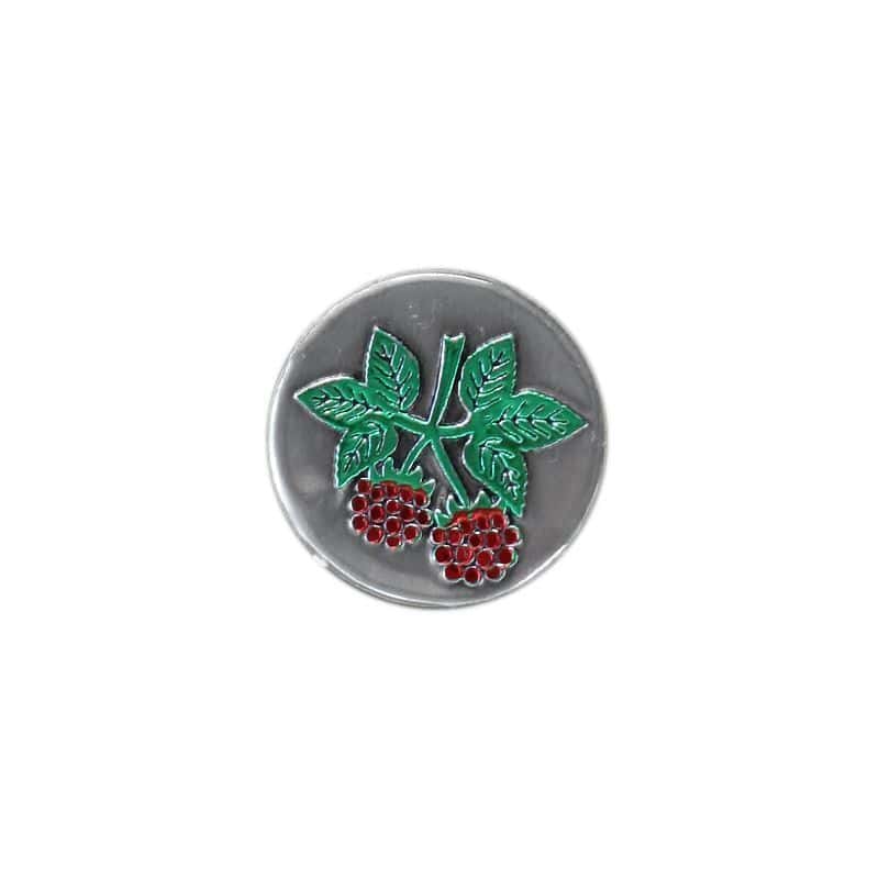 Zinnetikett 'Himbeere', rund, Metall, silber Zinnetikett 'Himbeere', rund, Metall, silber