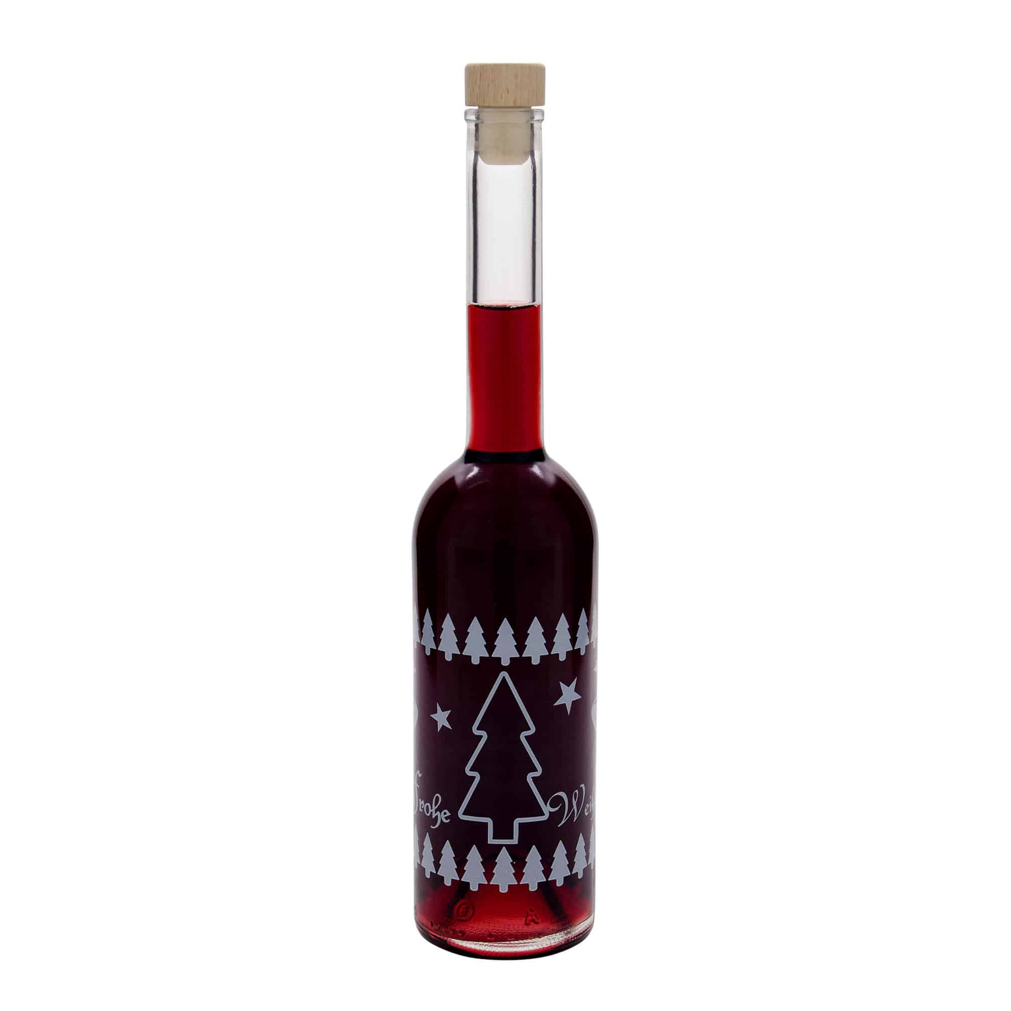 500 ml Glasflasche „Opera“, Motiv: Klassische Weihnacht, Mündung: Kork