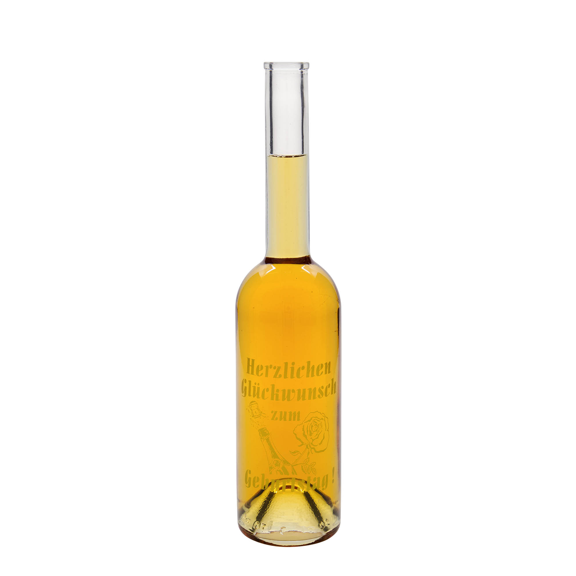 500 ml Glasflasche 'Opera', Motiv: Geburtstagsflasche, Mündung: Kork