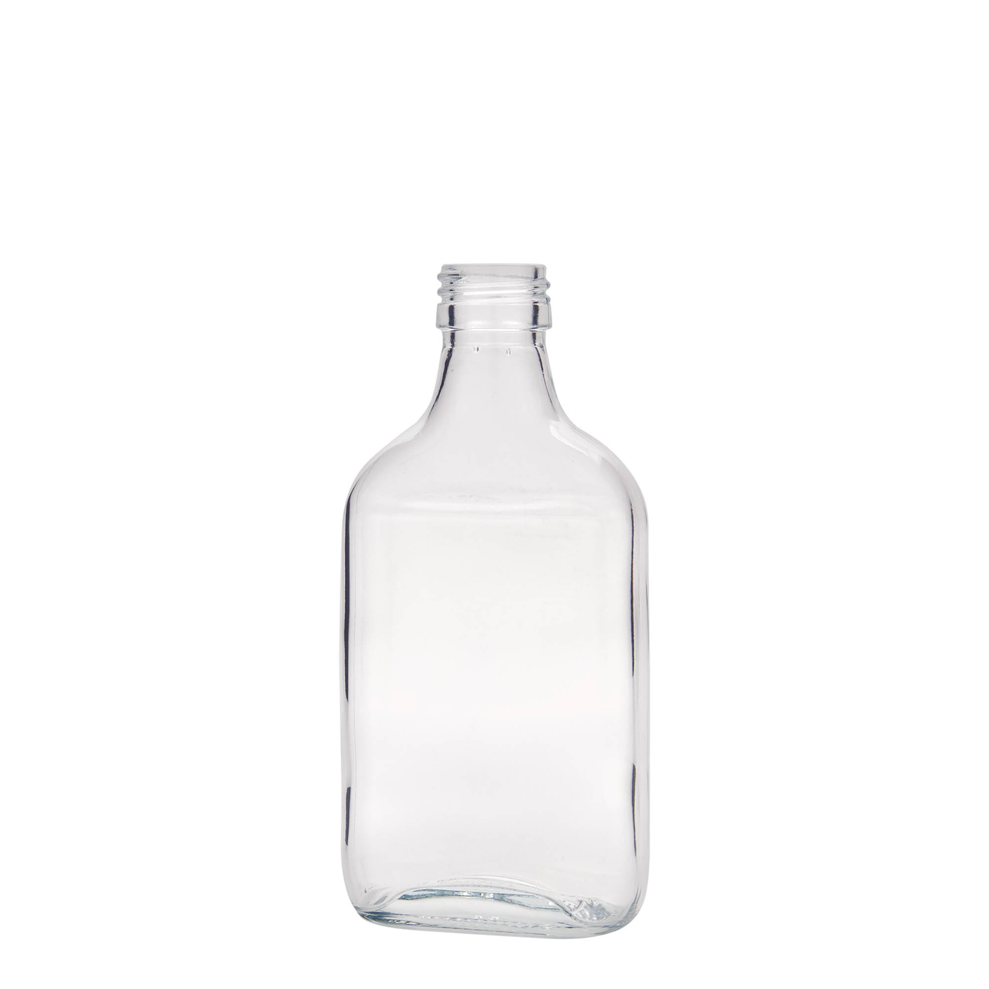200 ml Taschenflasche, rechteckig, Glas, Mündung: PP 28