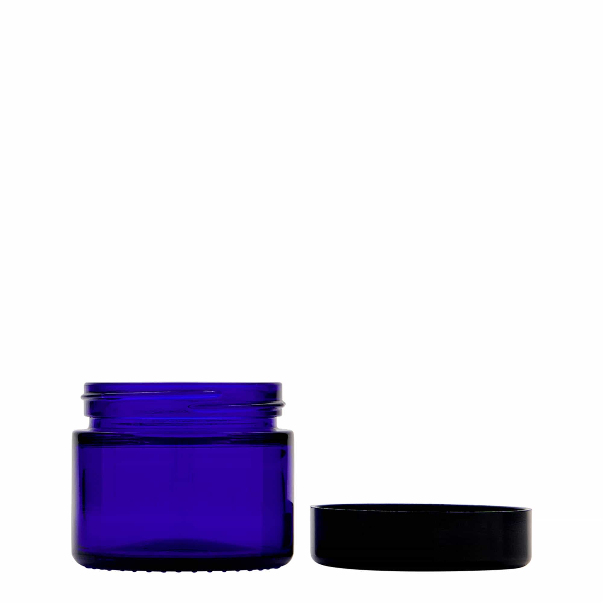 50 ml Tiegel „Blue Edition“, Glas, royalblau, Mündung: Schraubverschluss
