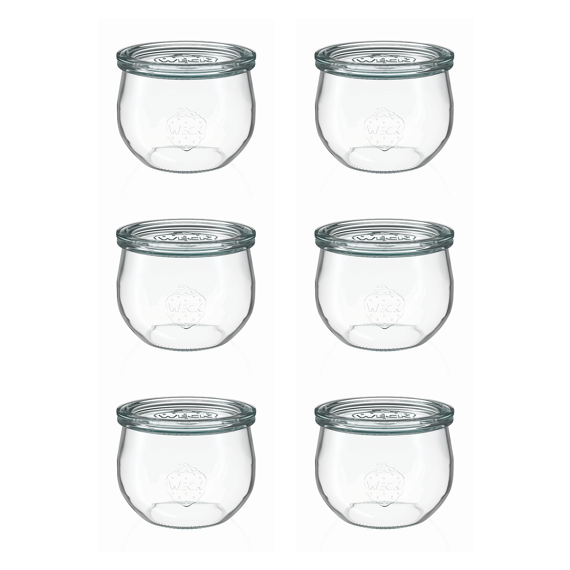 6x 580 ml WECK-Tulpenglas mit Glasdeckel RR 100