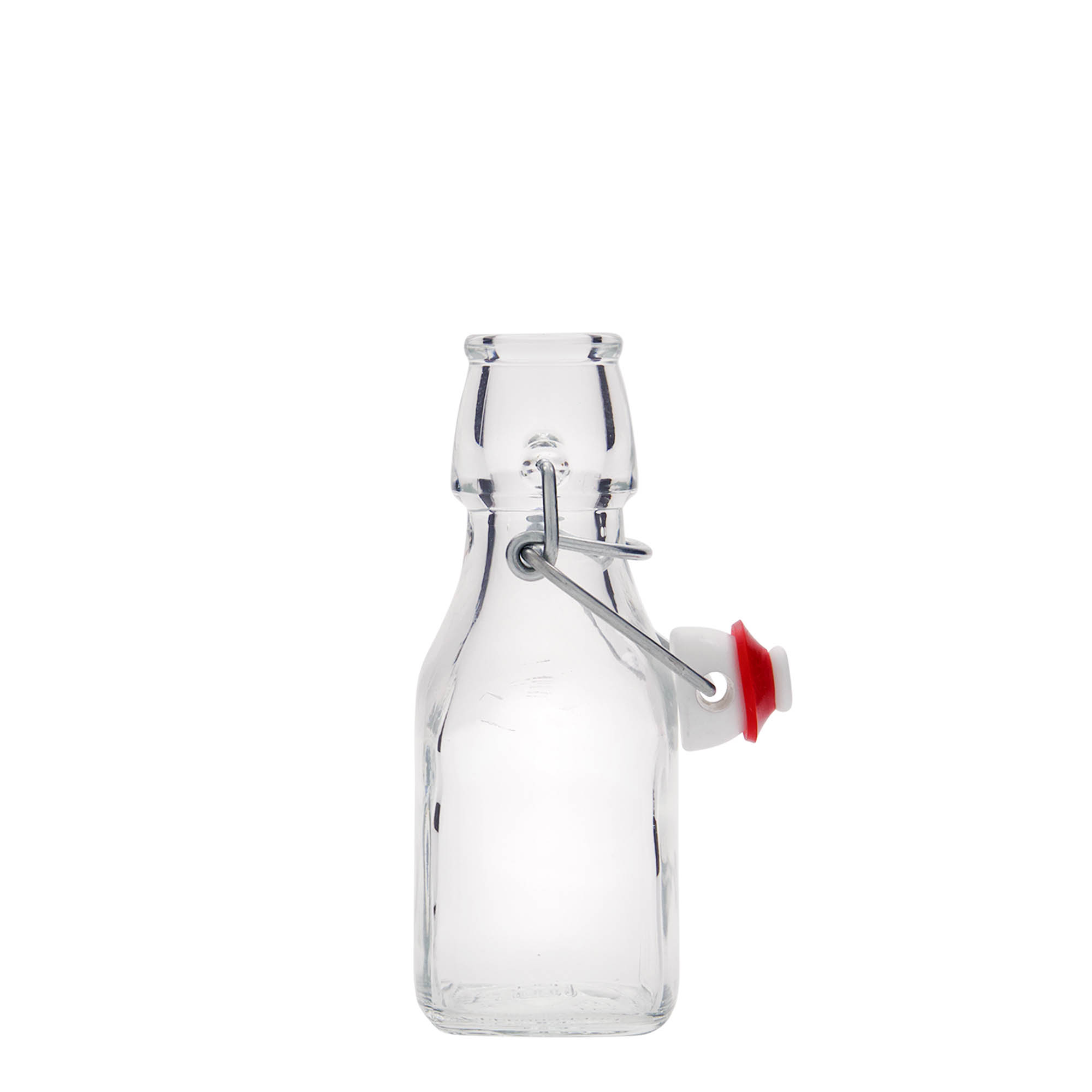 125 ml Glasflasche 'Swing', quadratisch, Mündung: Bügelverschluss 125 ml Glasflasche 'Swing', quadratisch, Mündung: Bügelverschluss