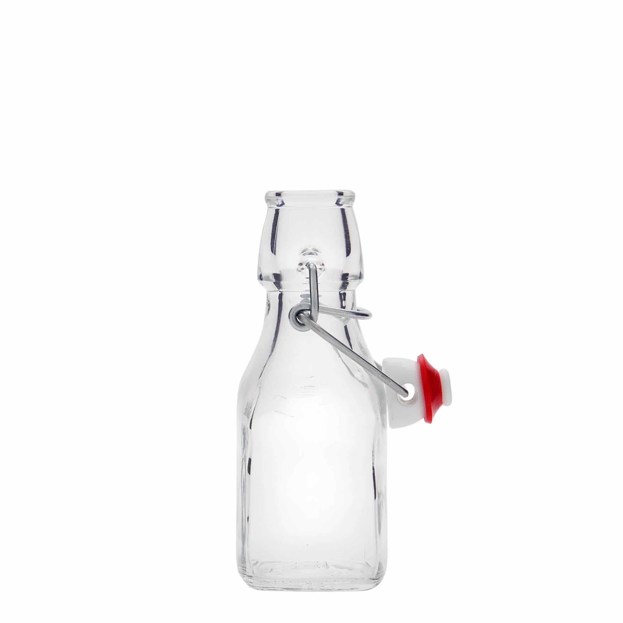 125 ml Glasflasche „Swing“, quadratisch, Mündung: Bügelverschluss