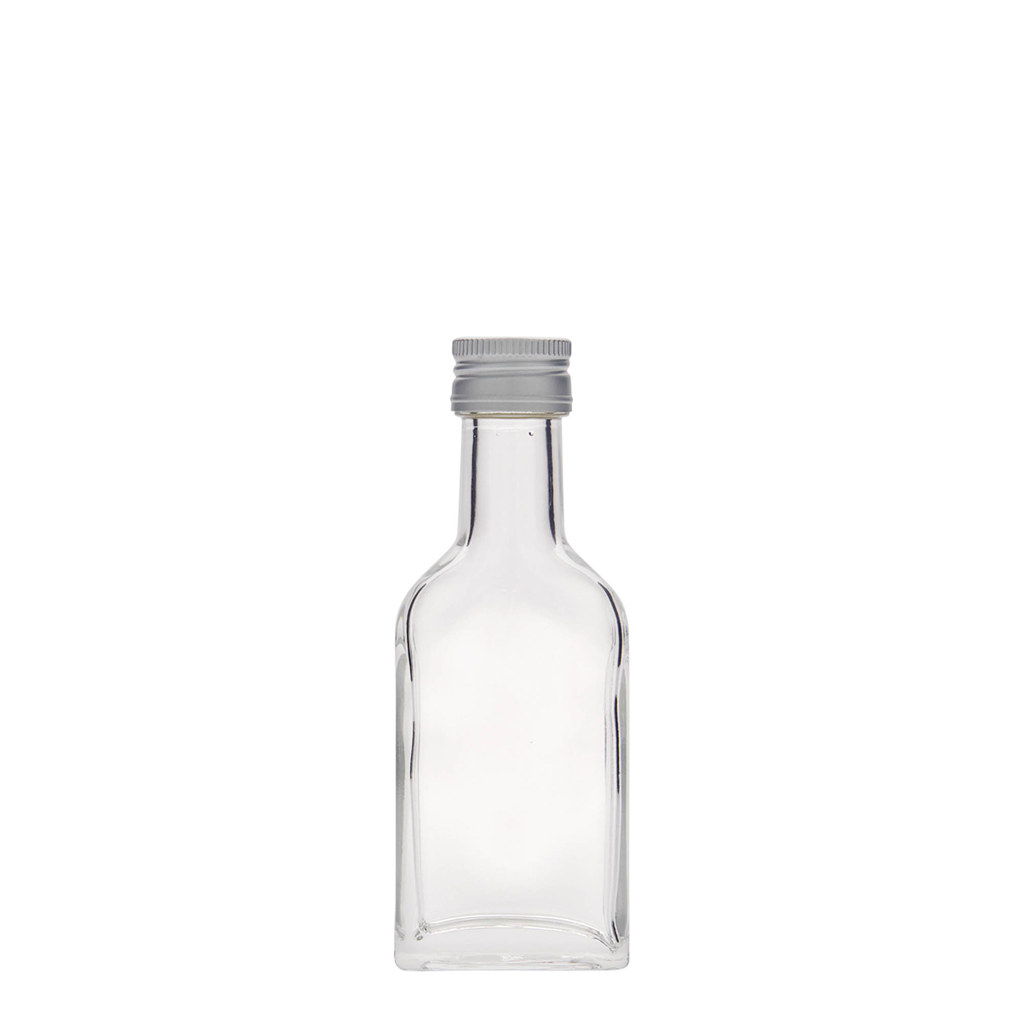 40 ml Taschenflasche Langhals, rechteckig, Glas, Mündung: PP 22