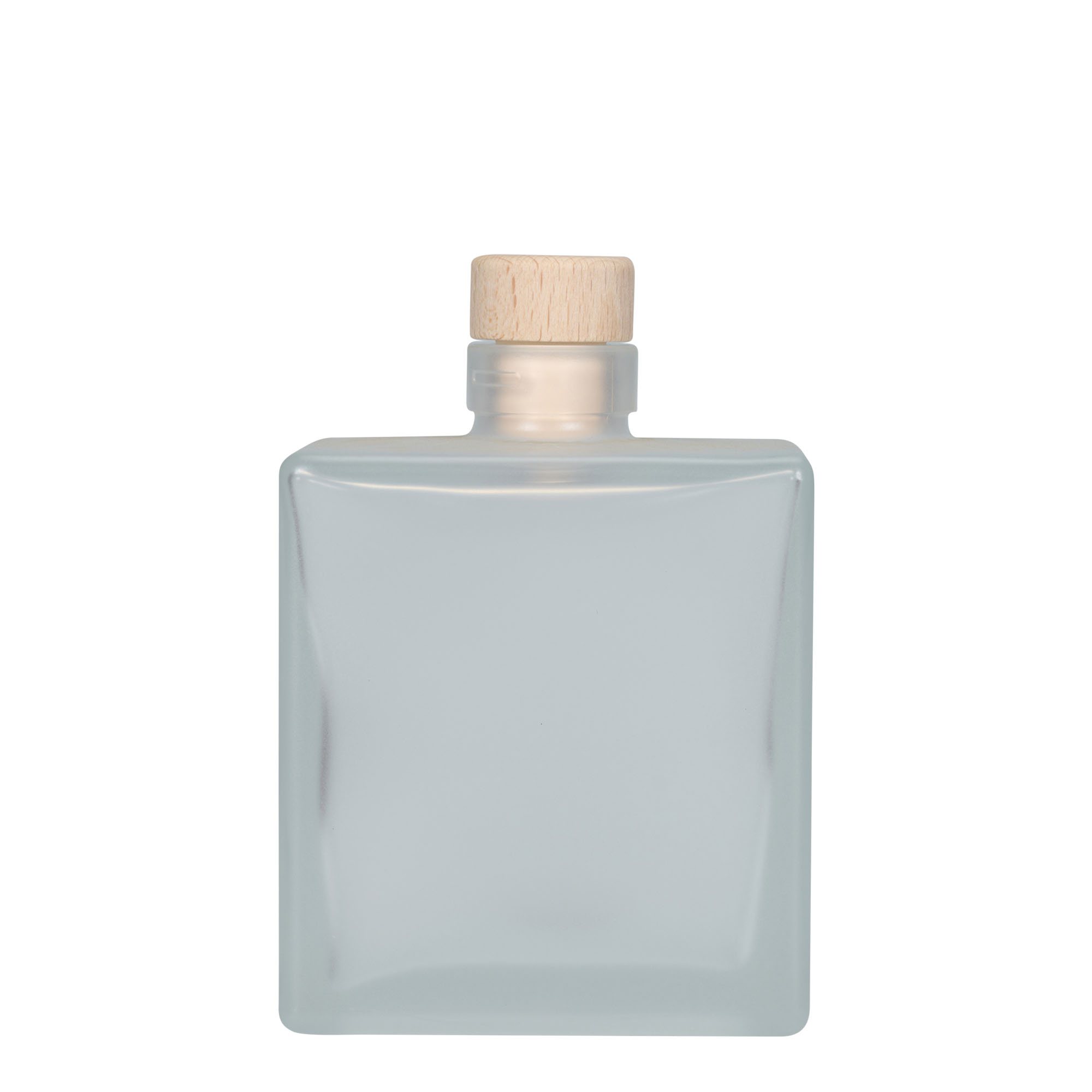 500 ml Glasflasche „Cube“, quadratisch, geeist, Mündung: Kork