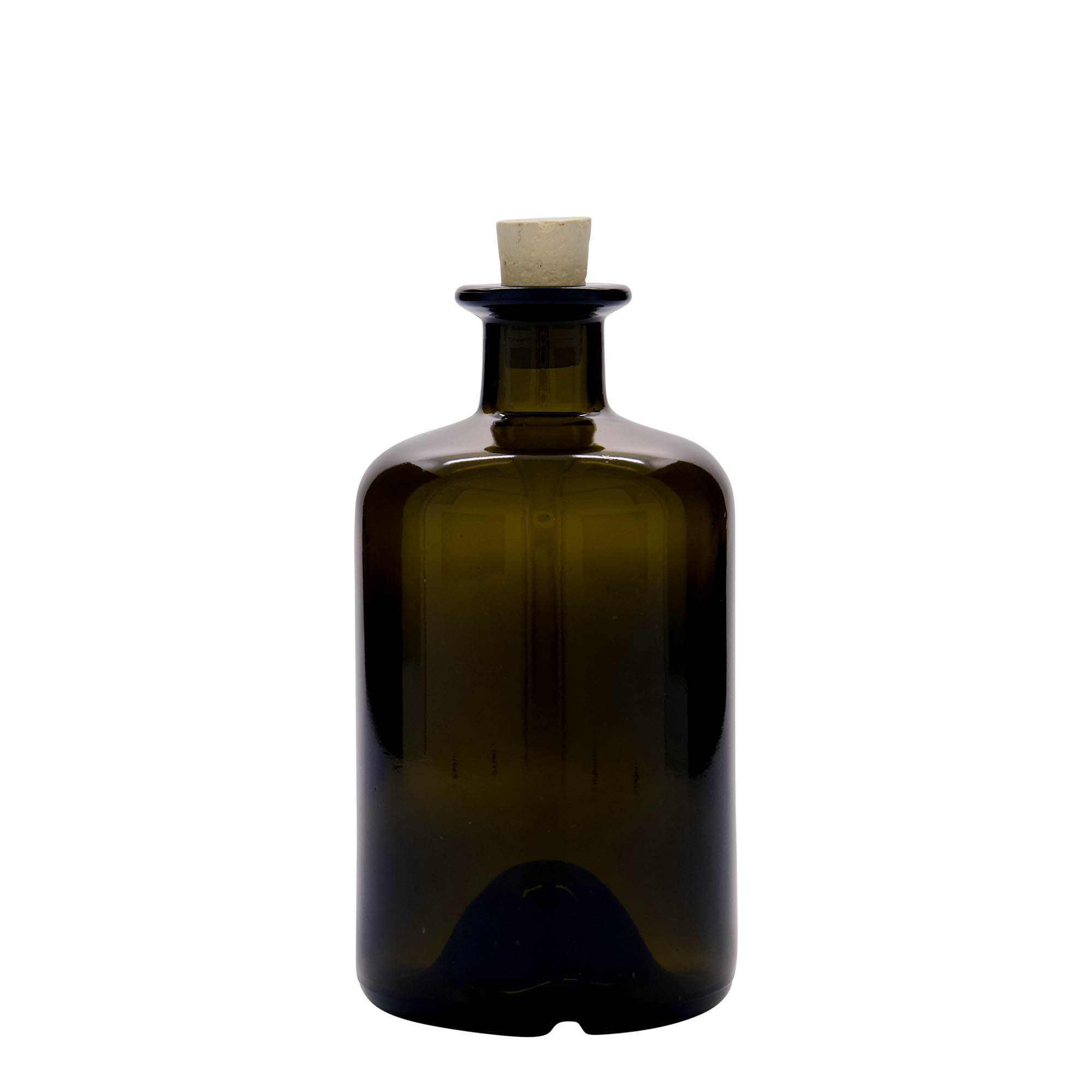 500 ml Glasflasche Apotheker, antikgrün, Mündung: Kork 500 ml Glasflasche Apotheker, antikgrün, Mündung: Kork