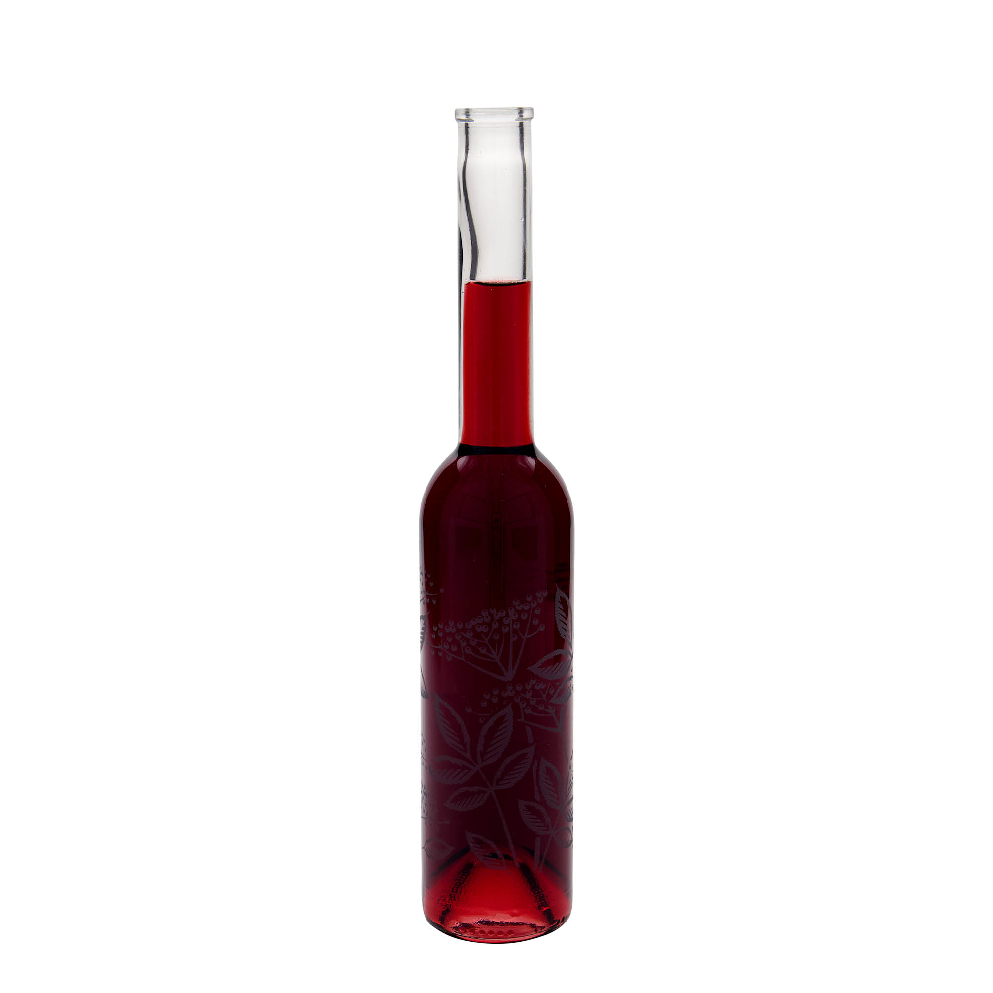 350 ml Glasflasche 'Opera', Motiv: Holunder, Mündung: Kork 350 ml Glasflasche 'Opera', Motiv: Holunder, Mündung: Kork