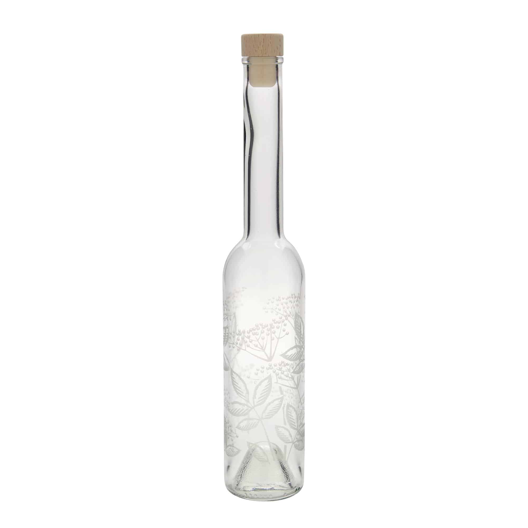 350 ml Glasflasche „Opera“, Motiv: Holunder, Mündung: Kork