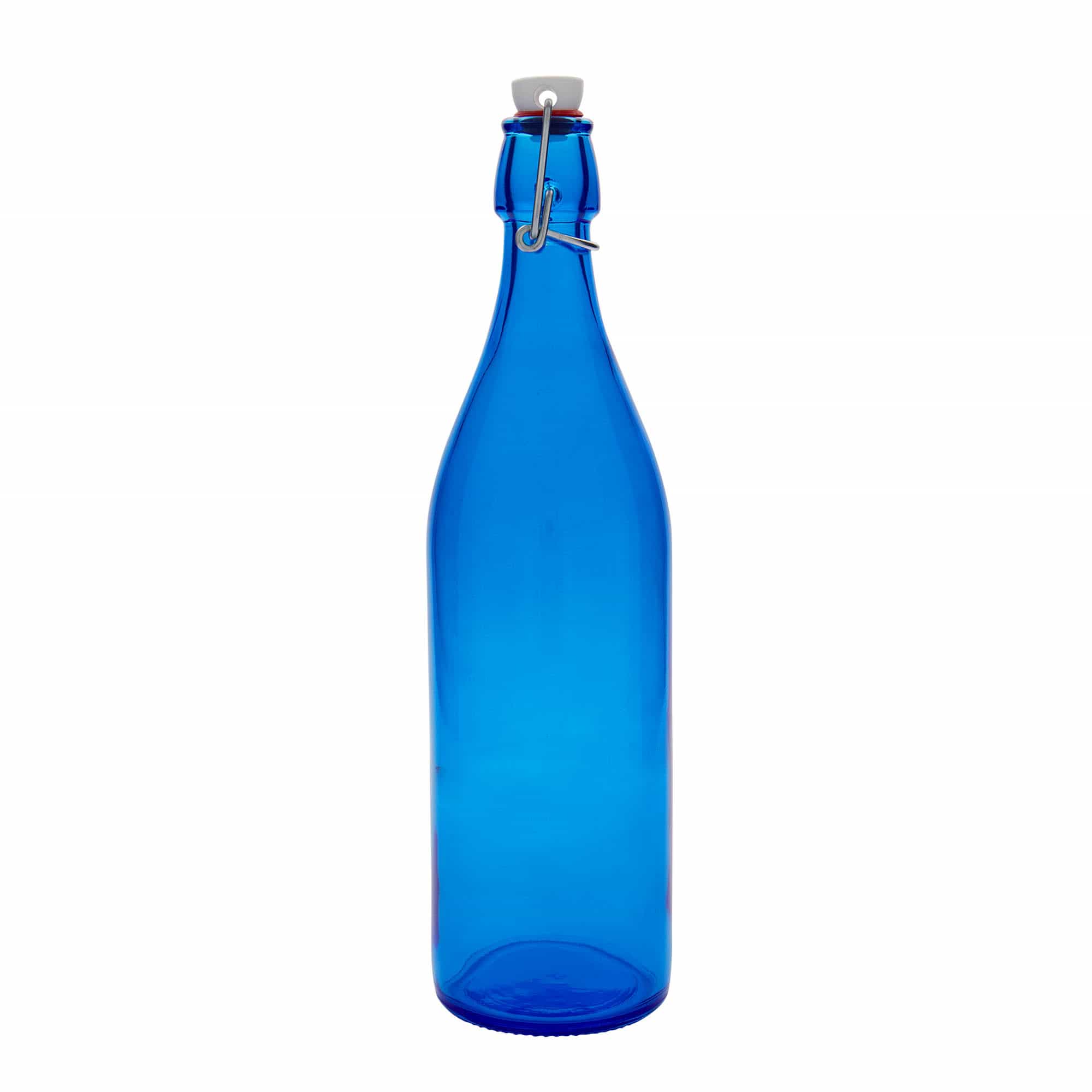 1.000 ml Glasflasche „Giara“, blau, Mündung: Bügelverschluss
