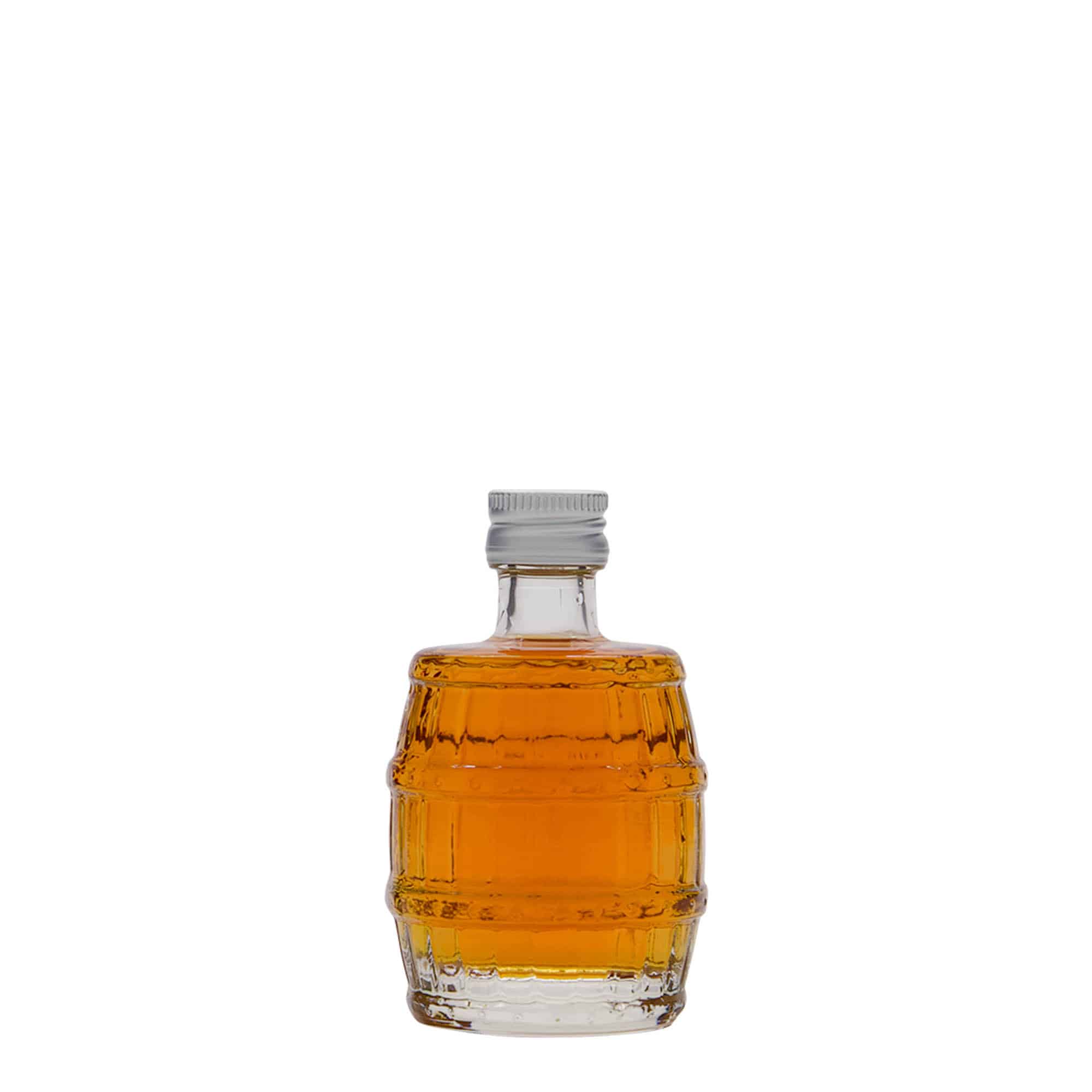 50 ml Glasflasche „Fass“, Mündung: PP 18