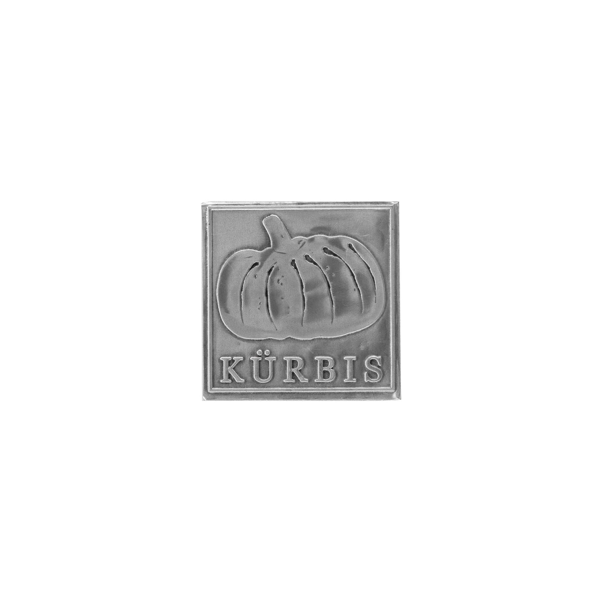 Zinnetikett 'Kürbis', quadratisch, Metall, silber Zinnetikett 'Kürbis', quadratisch, Metall, silber