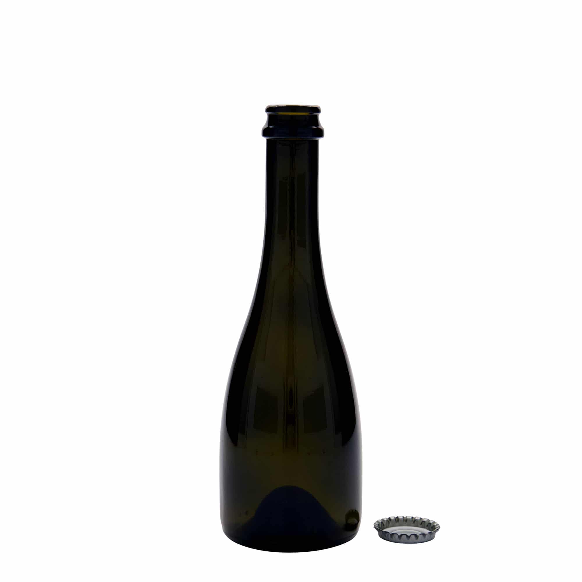 330 ml Bier-/Sektflasche „Tosca“, Glas, antikgrün, Mündung: Kronkorken