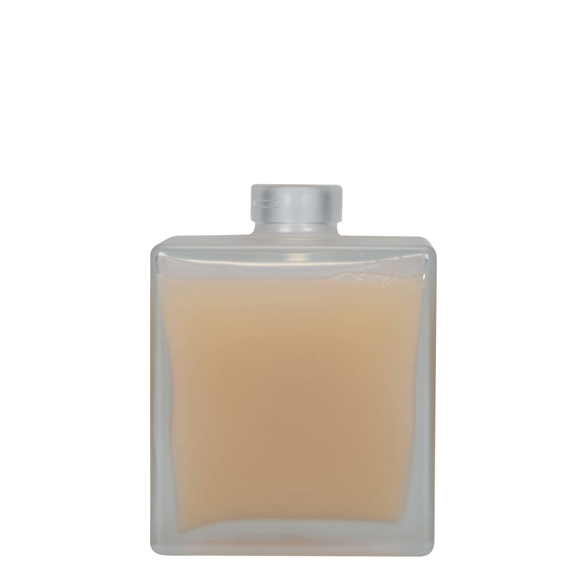 500 ml Glasflasche 'Cube', quadratisch, geeist, Mündung: Kork