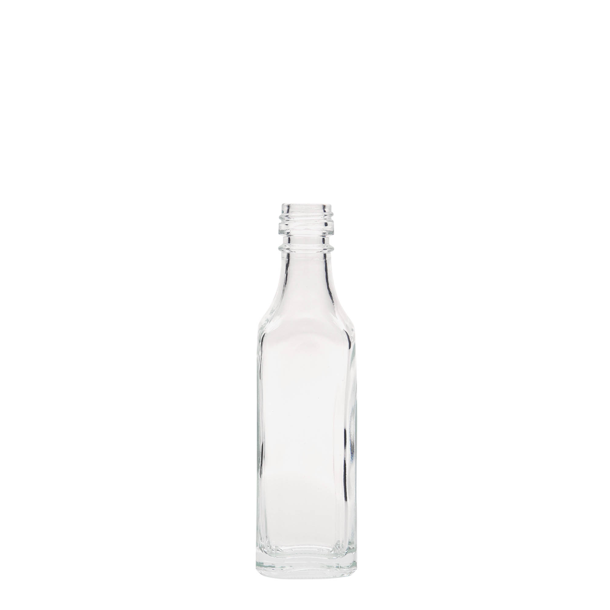 50 ml Glasflasche 'Siena', quadratisch, Mündung: PP 18 50 ml Glasflasche 'Siena', quadratisch, Mündung: PP 18