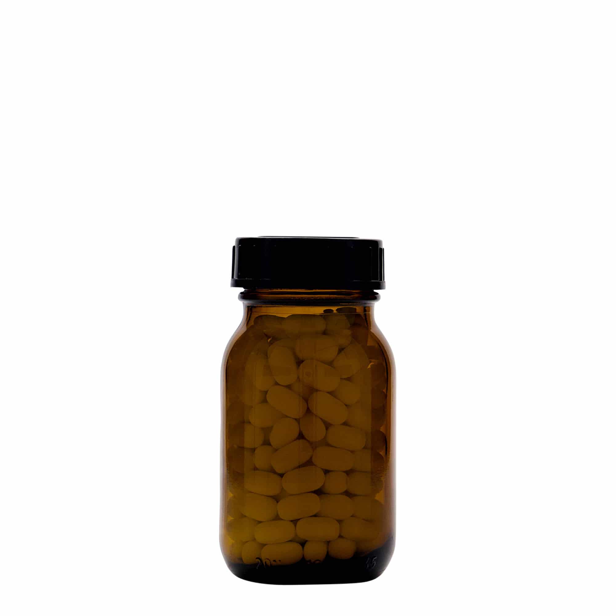 100 ml Weithalsglas, braun, Mündung: DIN 40