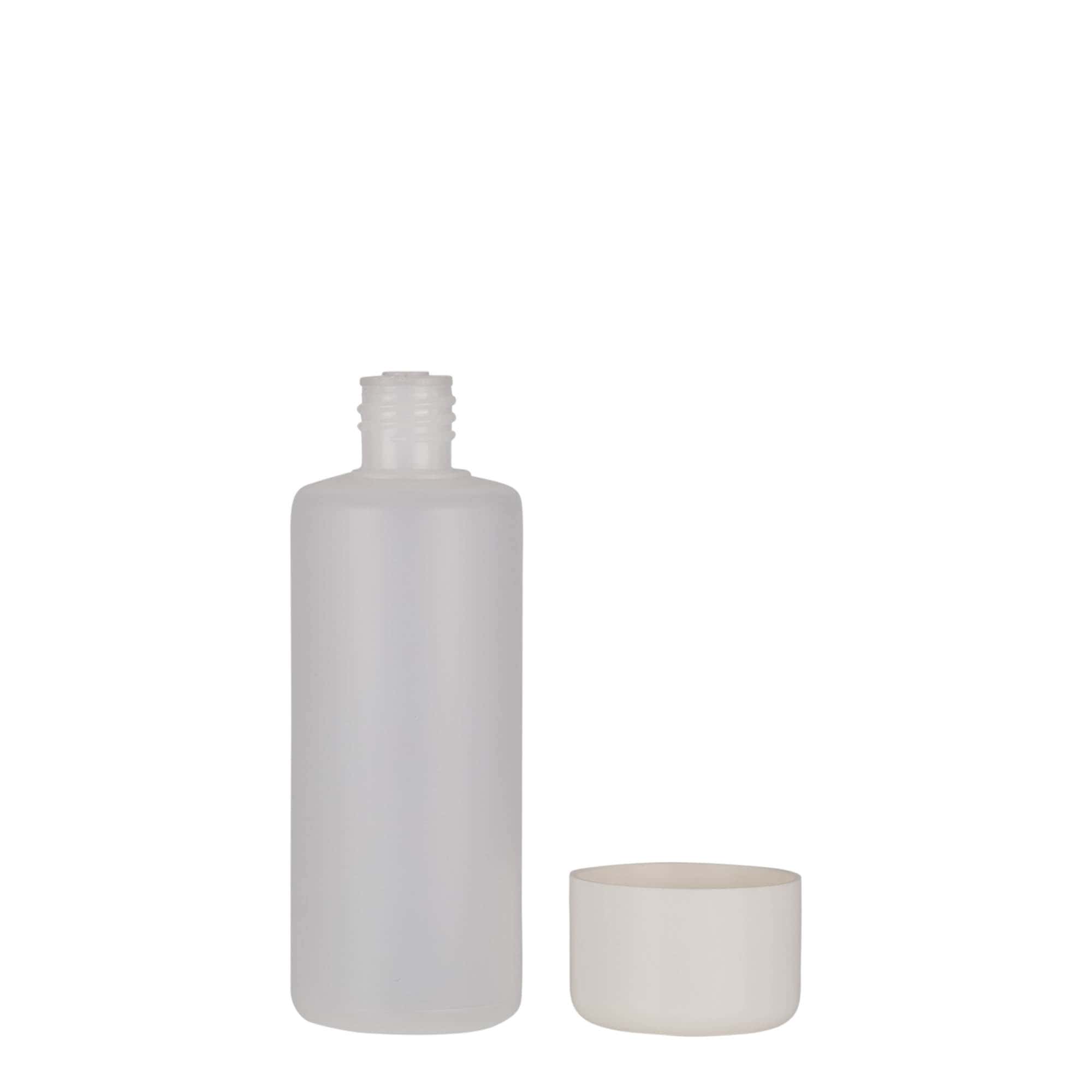 100 ml Rundflasche, PE-Kunststoff, natur, Mündung: Schraubverschluss 100 ml Rundflasche, PE-Kunststoff, natur, Mündung: Schraubverschluss