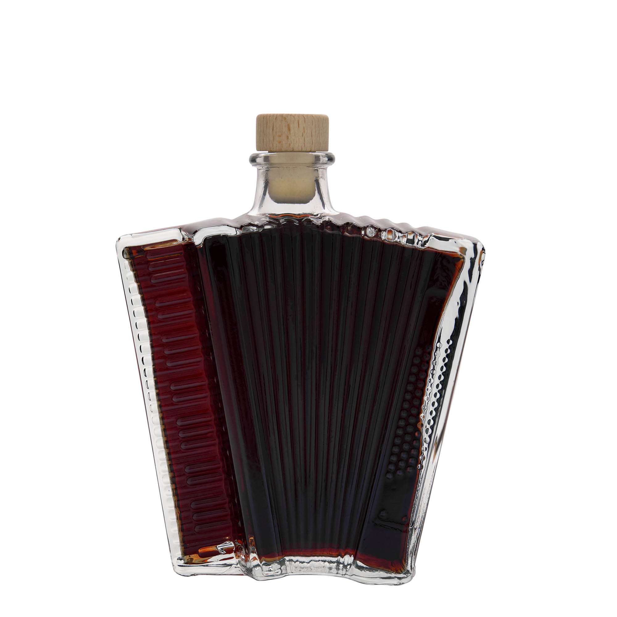 500 ml Glasflasche 'Akkordeon', Mündung: Kork
