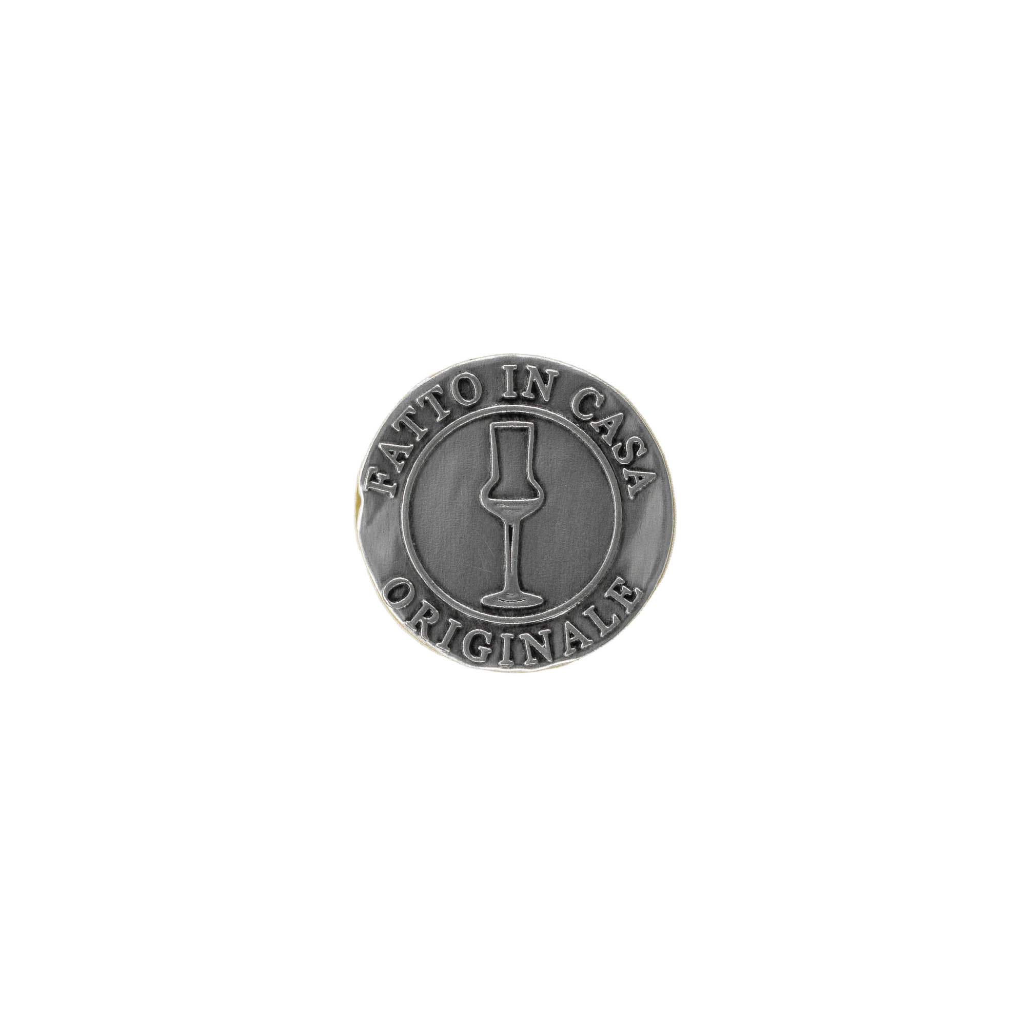 Zinnetikett 'Fatto in Casa', rund, Metall, silber Zinnetikett 'Fatto in Casa', rund, Metall, silber
