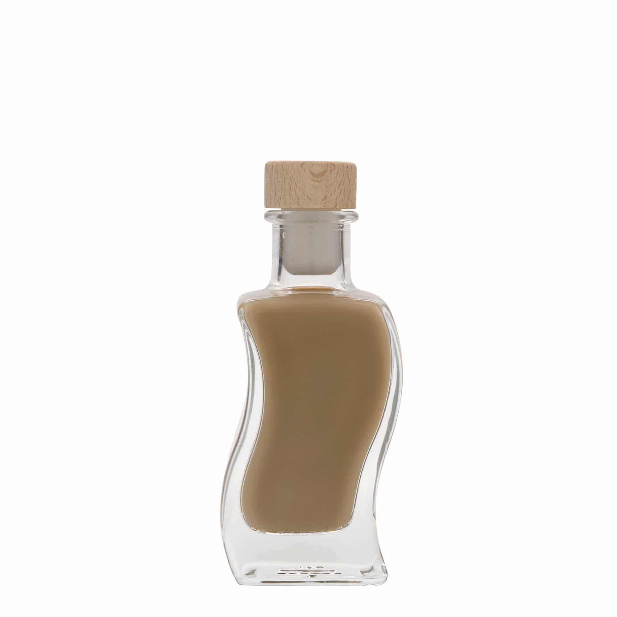 100 ml Glasflasche 'Welle', quadratisch, Mündung: Kork