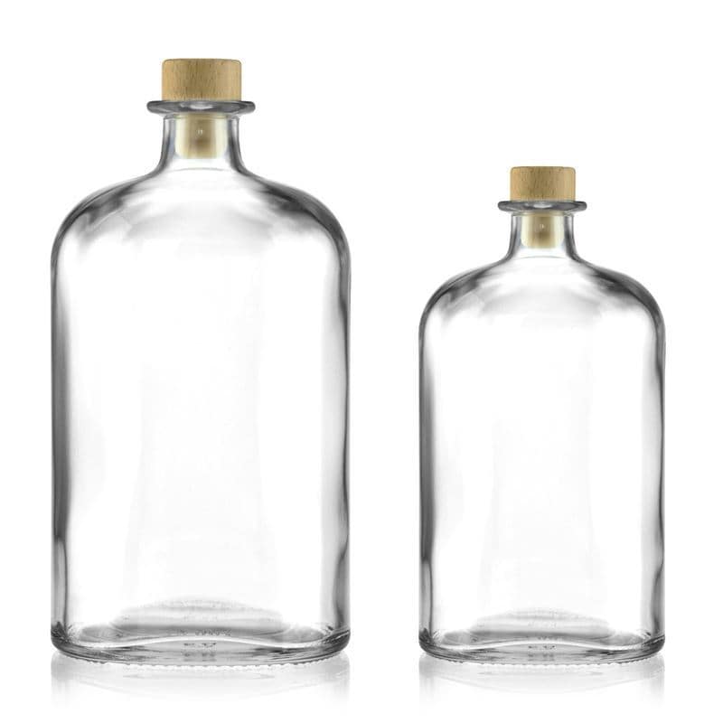 1.000 ml Glasflasche 'Dundee', oval, Mündung: Kork 1.000 ml Glasflasche 'Dundee', oval, Mündung: Kork
