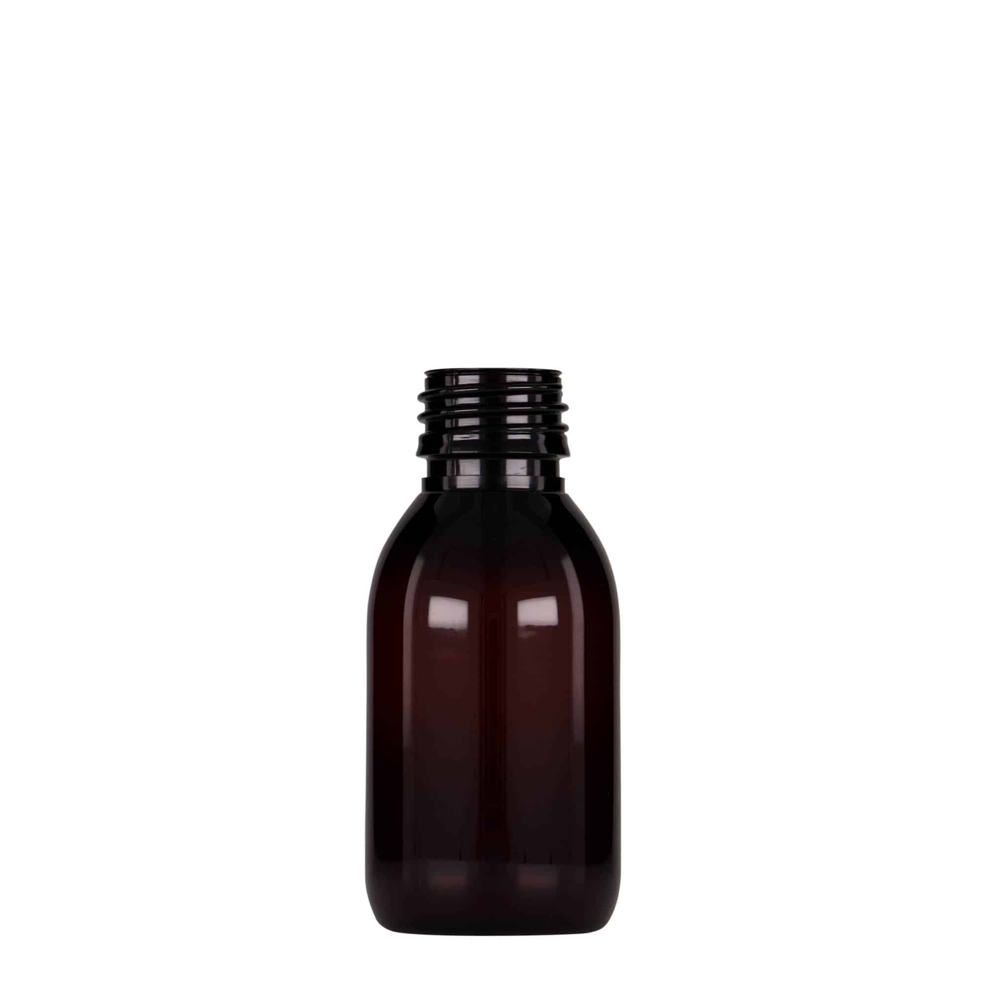 100 ml PET-Medizinflasche, braun, Kunststoff, Mündung: PP 28 100 ml PET-Medizinflasche, braun, Kunststoff, Mündung: PP 28