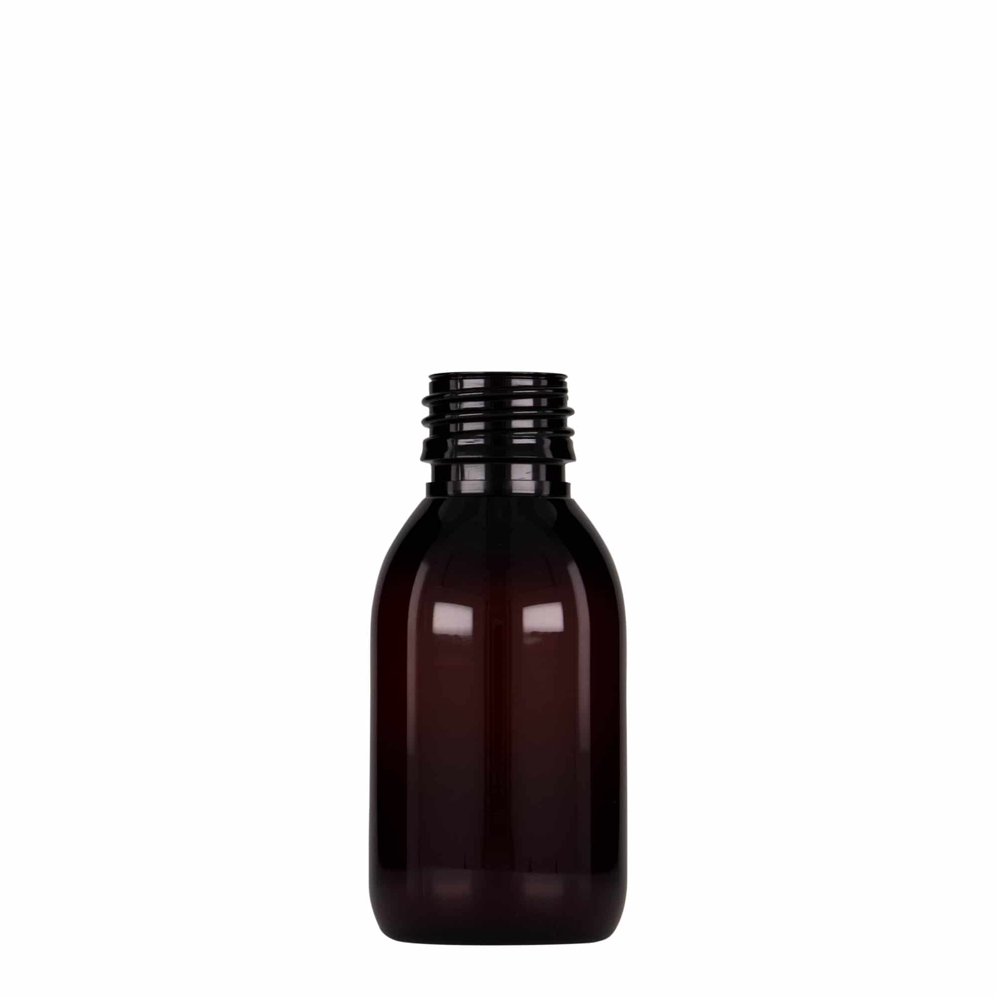 100 ml PET-Medizinflasche, braun, Kunststoff, Mündung: PP 28