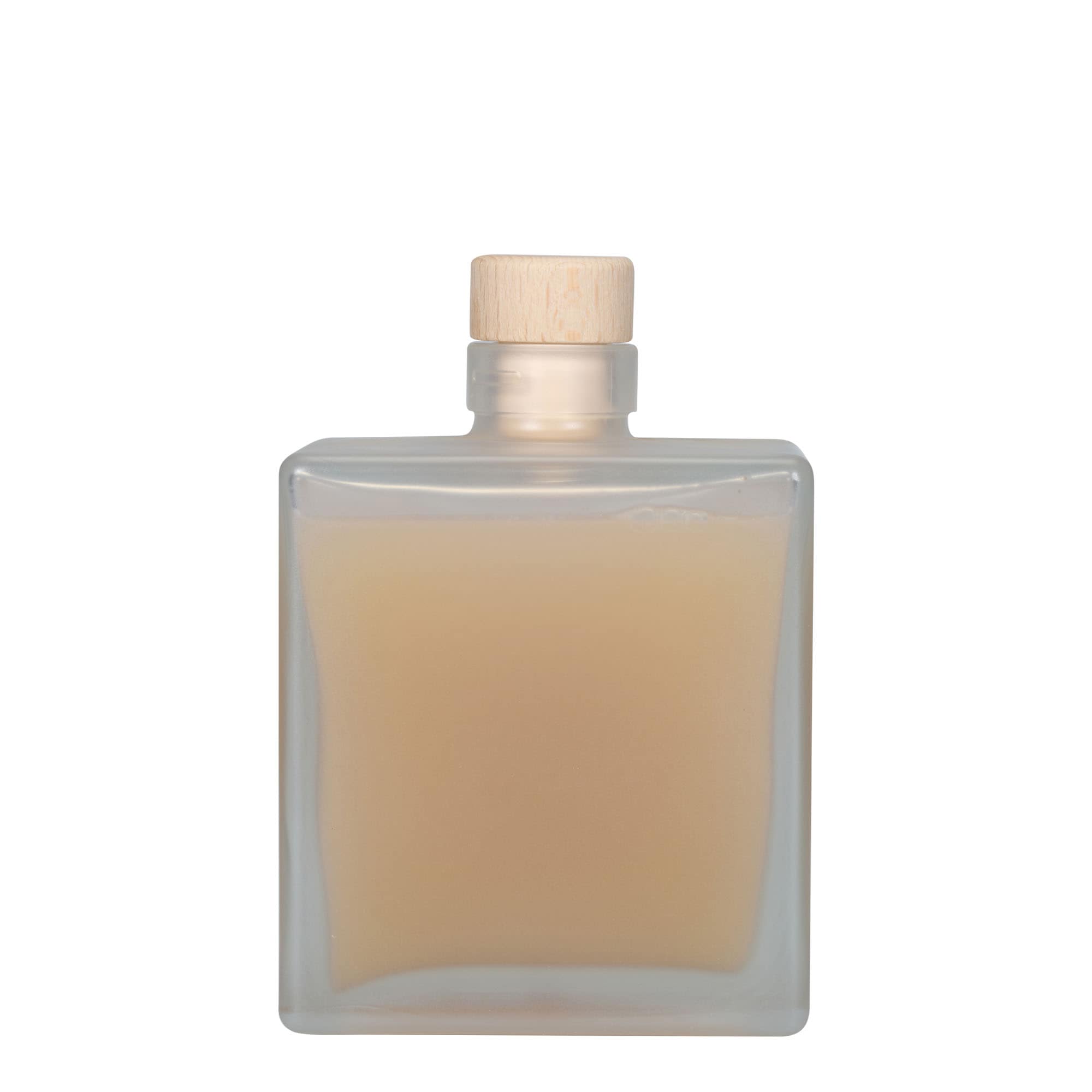 500 ml Glasflasche 'Cube', quadratisch, geeist, Mündung: Kork