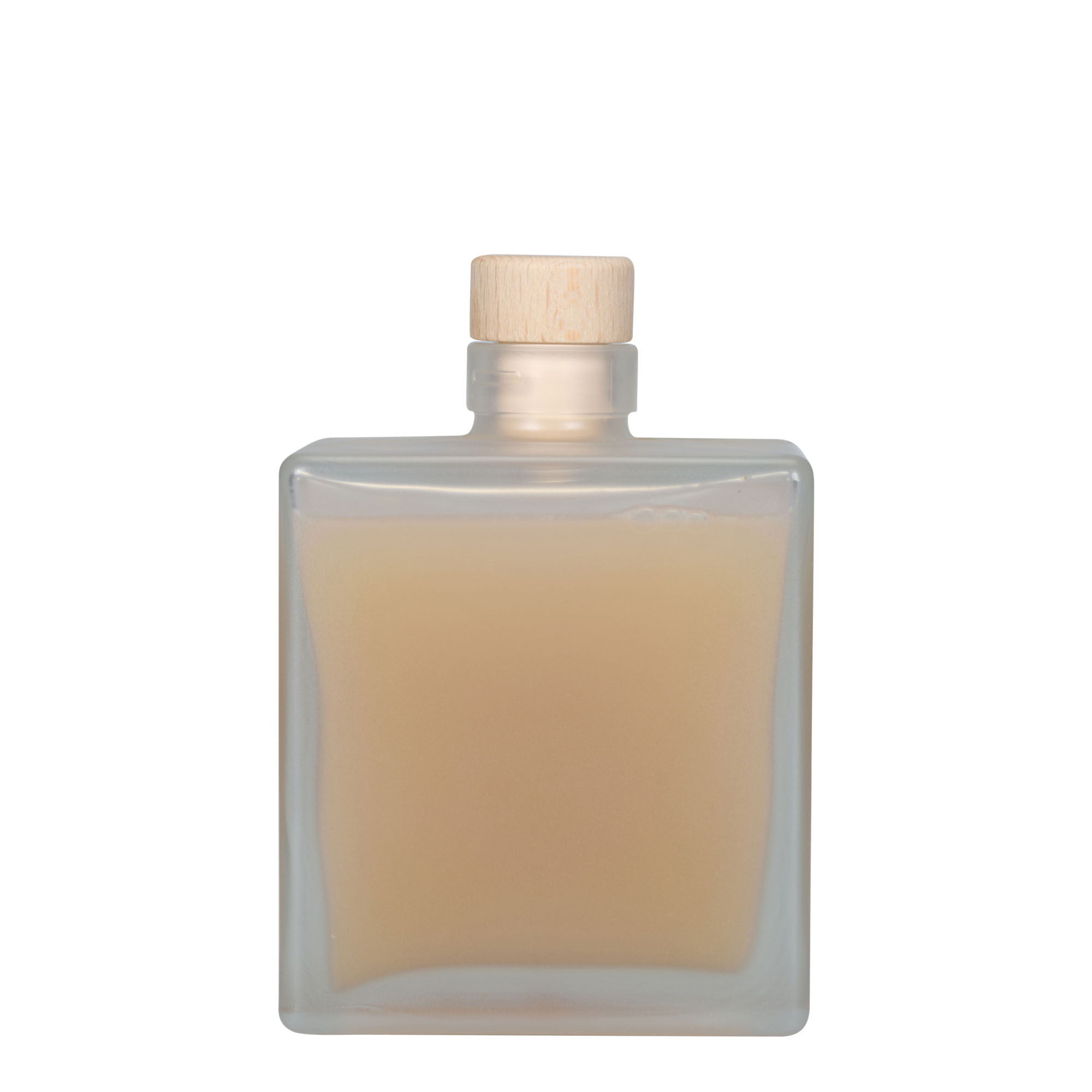 500 ml Glasflasche „Cube“, quadratisch, geeist, Mündung: Kork