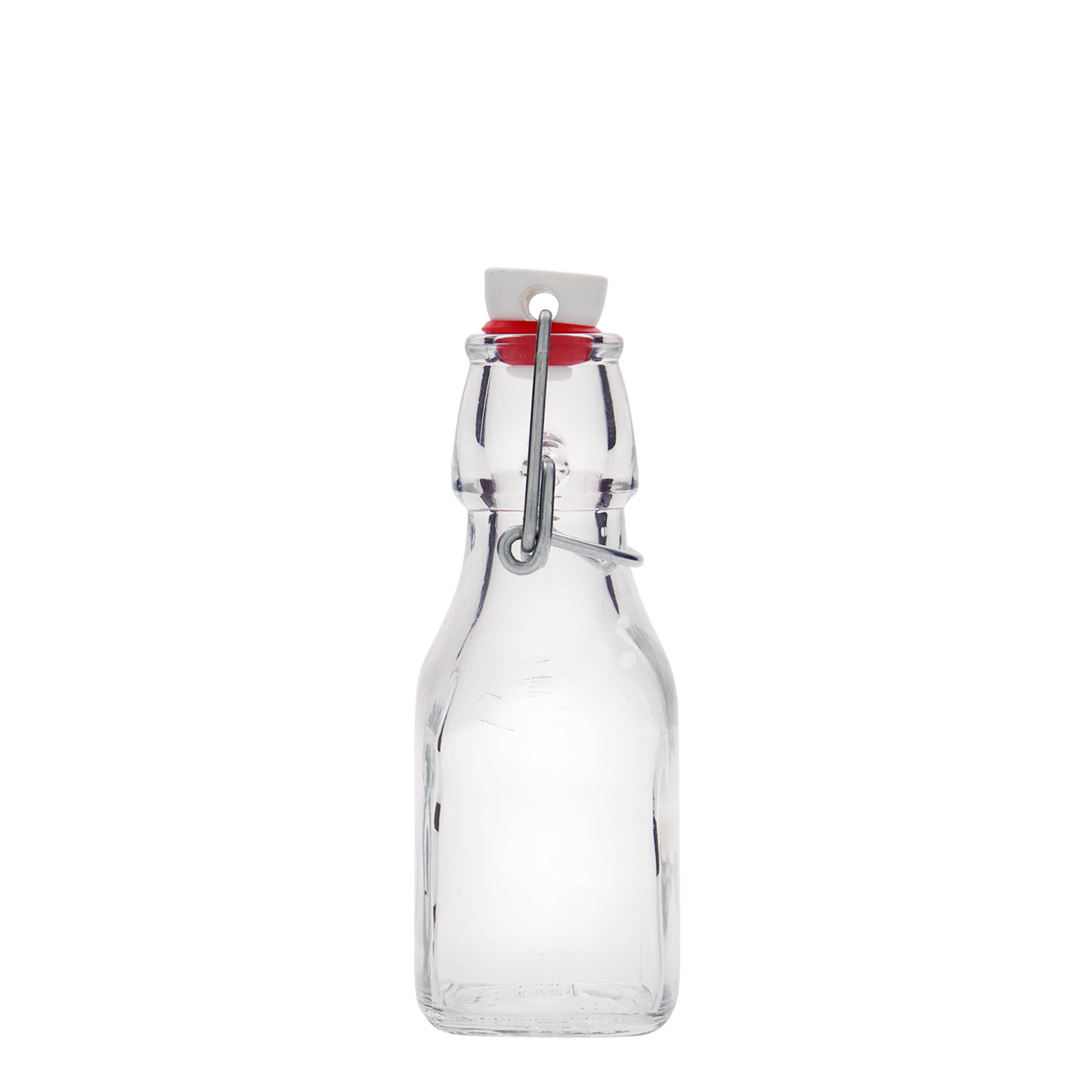 125 ml Glasflasche 'Swing', quadratisch, Mündung: Bügelverschluss 125 ml Glasflasche 'Swing', quadratisch, Mündung: Bügelverschluss