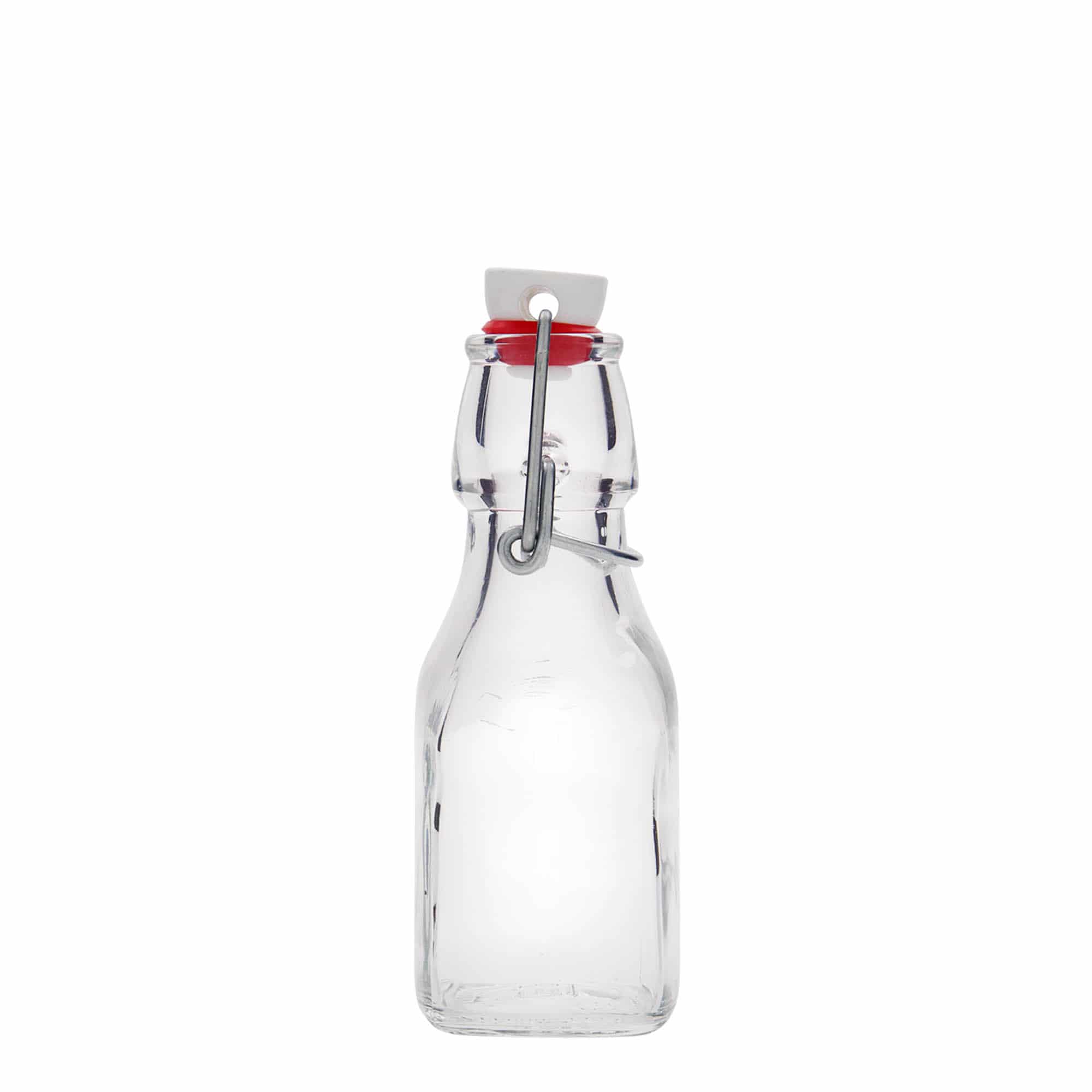 125 ml Glasflasche „Swing“, quadratisch, Mündung: Bügelverschluss