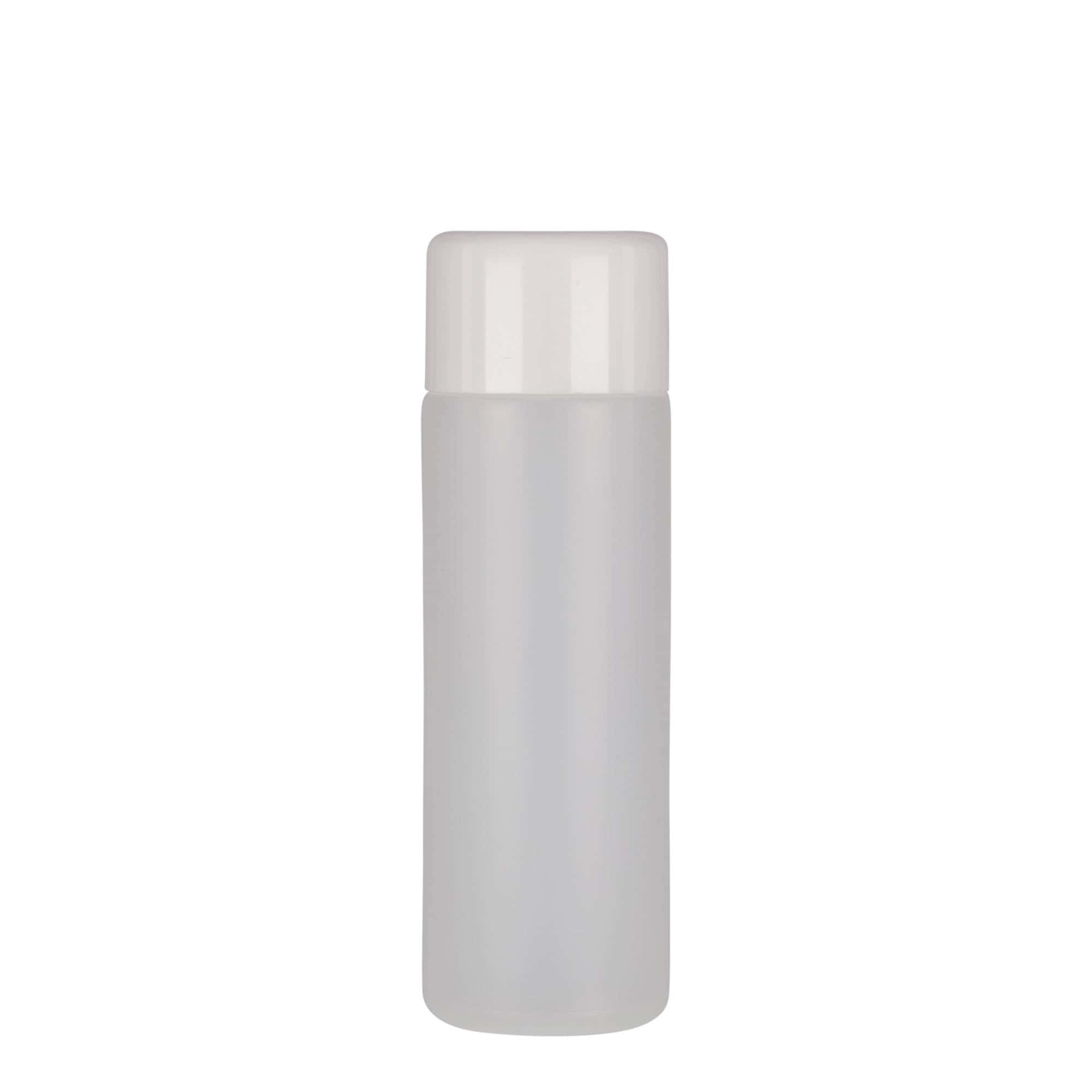 200 ml Rundflasche, PE-Kunststoff, natur, Mündung: Schraubverschluss