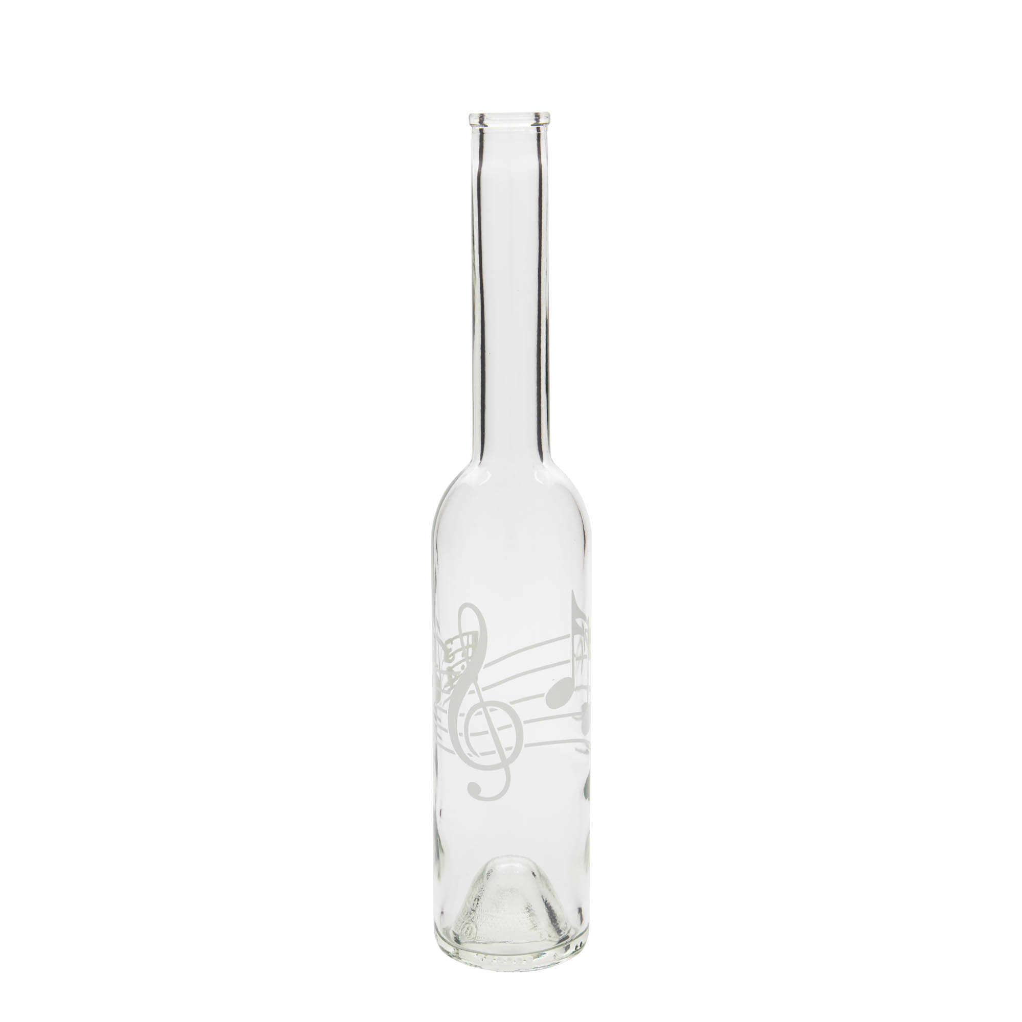350 ml Glasflasche 'Opera', Motiv: Musiknoten, Mündung: Kork 350 ml Glasflasche 'Opera', Motiv: Musiknoten, Mündung: Kork