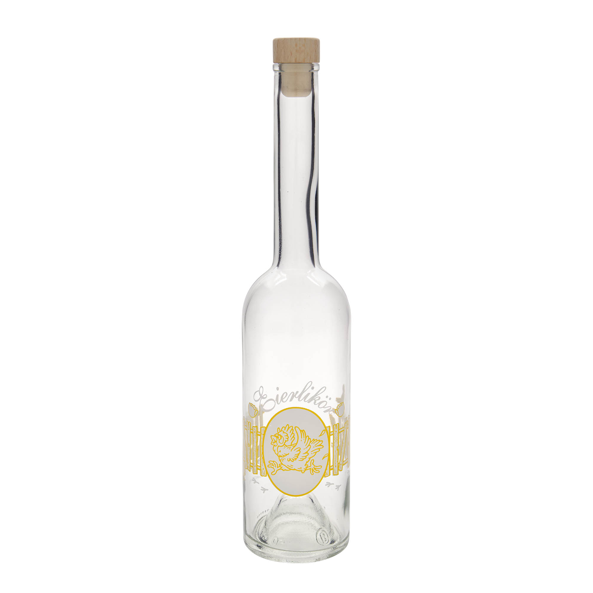 500 ml Glasflasche 'Opera', Motiv: Eierlikör, Mündung: Kork