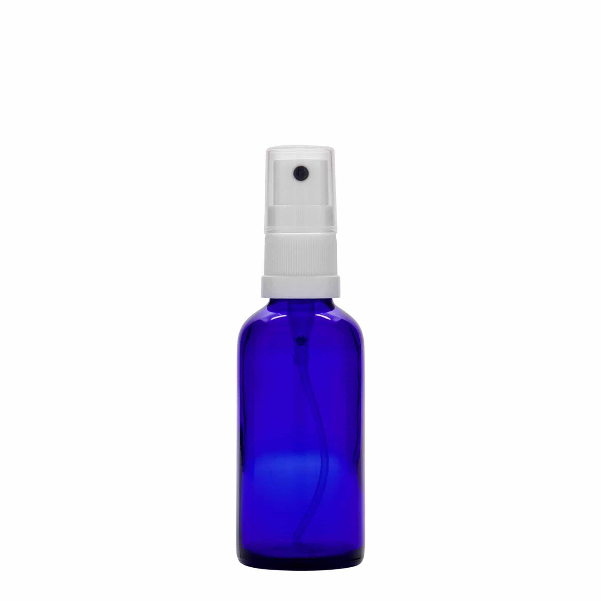 50 ml Sprühflasche Medizin, Glas, royalblau, Mündung: DIN 18
