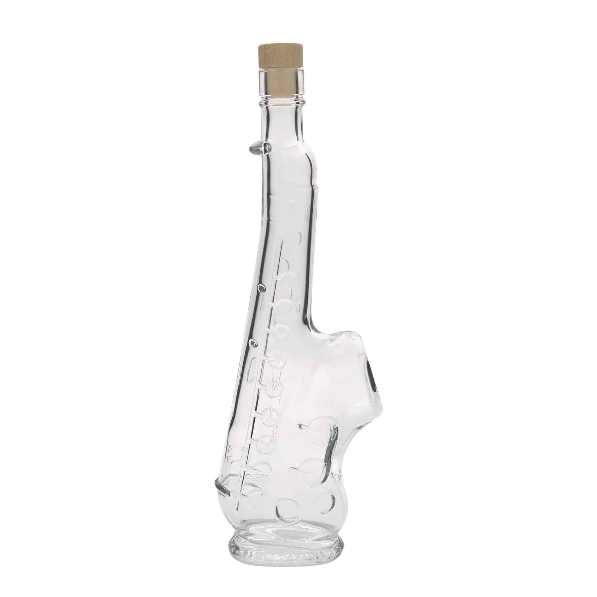 500 ml Glasflasche „Saxophon“, Mündung: Kork