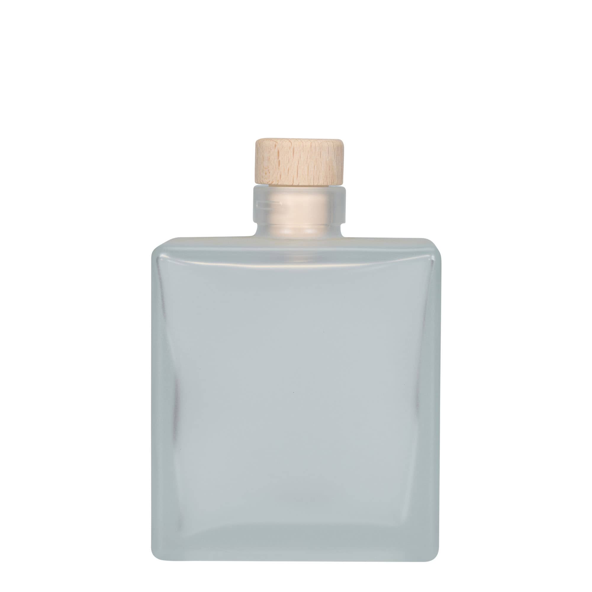 500 ml Glasflasche 'Cube', quadratisch, geeist, Mündung: Kork