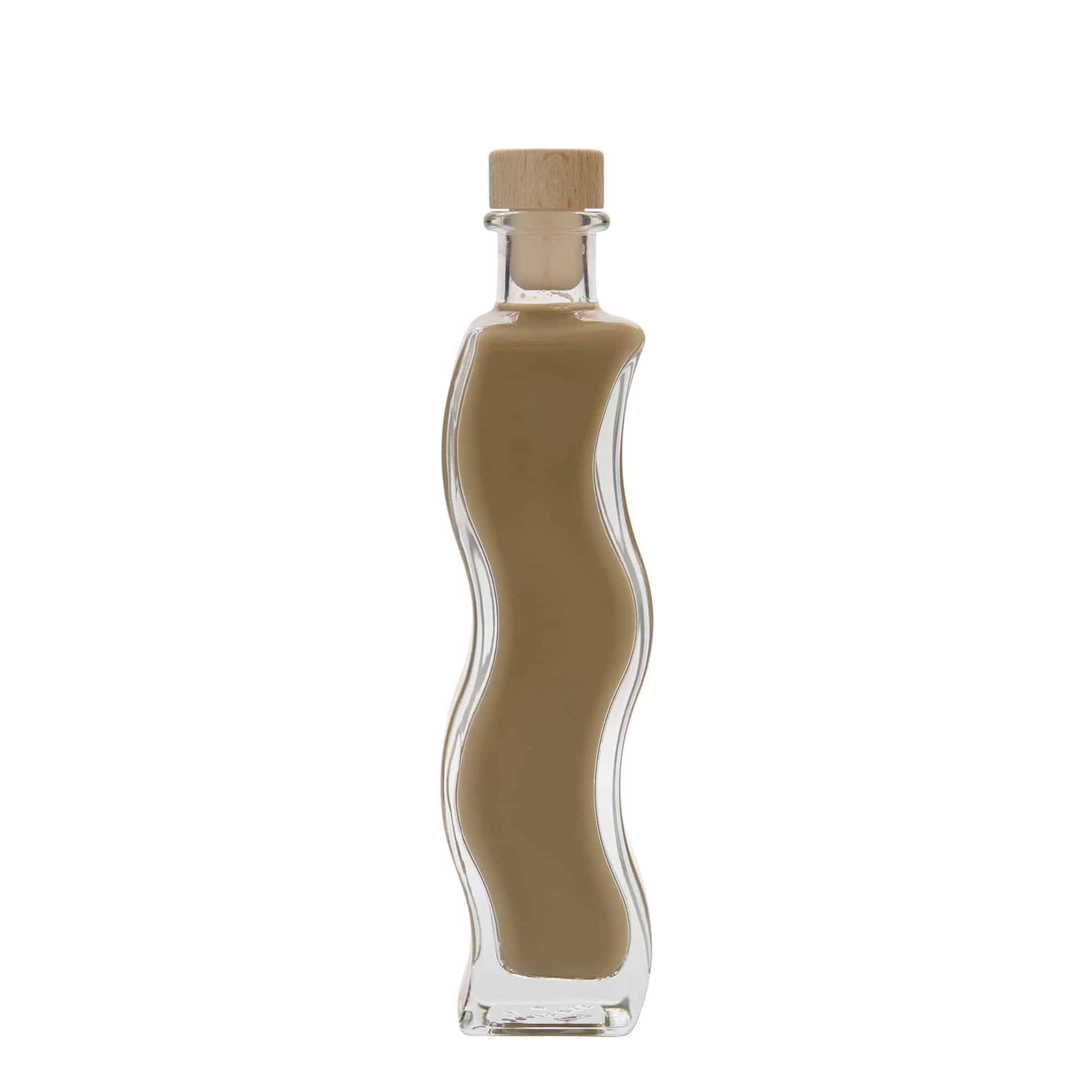 200 ml Glasflasche 'Welle', quadratisch, Mündung: Kork