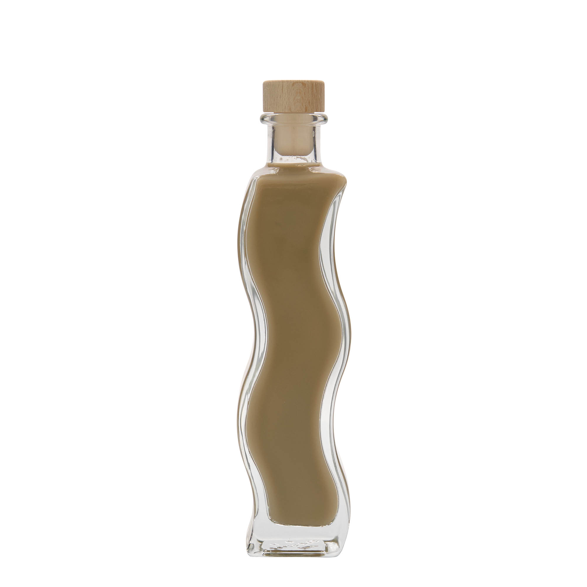 200 ml Glasflasche „Welle“, quadratisch, Mündung: Kork