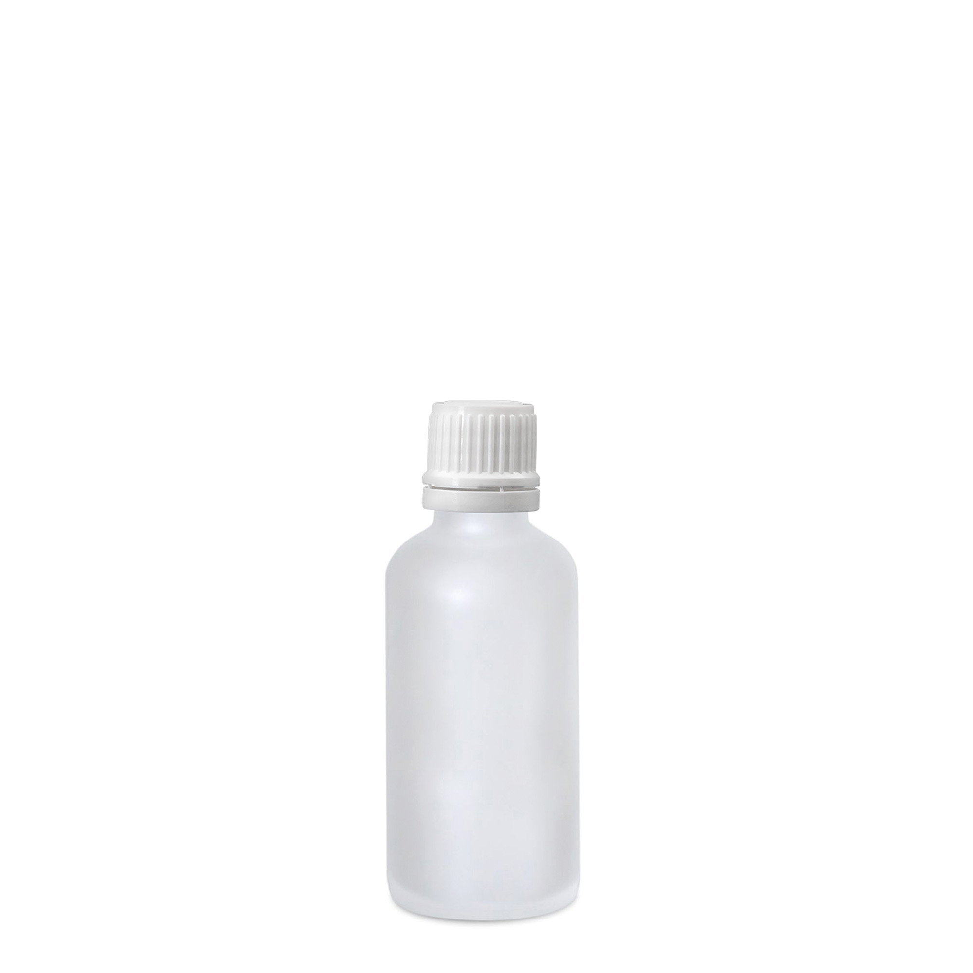 50 ml Medizinflasche, Glas, geeist, Mündung: DIN 18