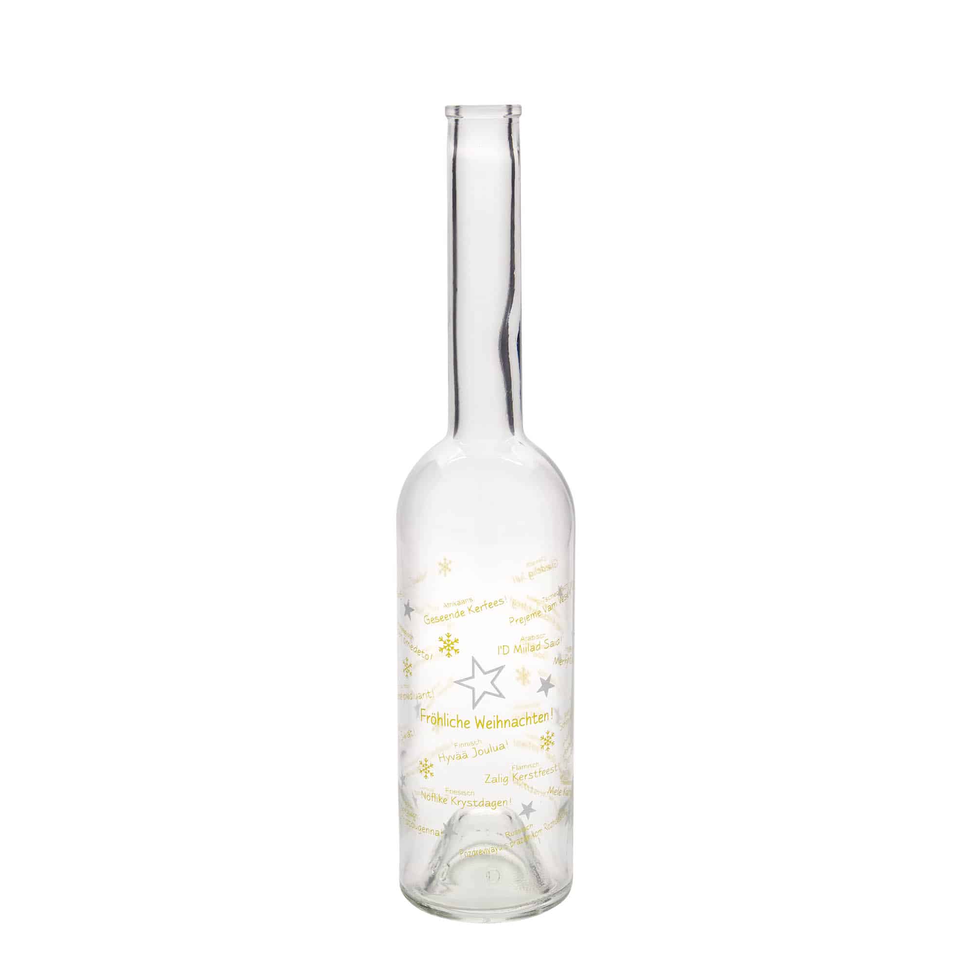 500 ml Glasflasche „Opera“, Motiv: Weihnachten in der Welt, Mündung: Kork