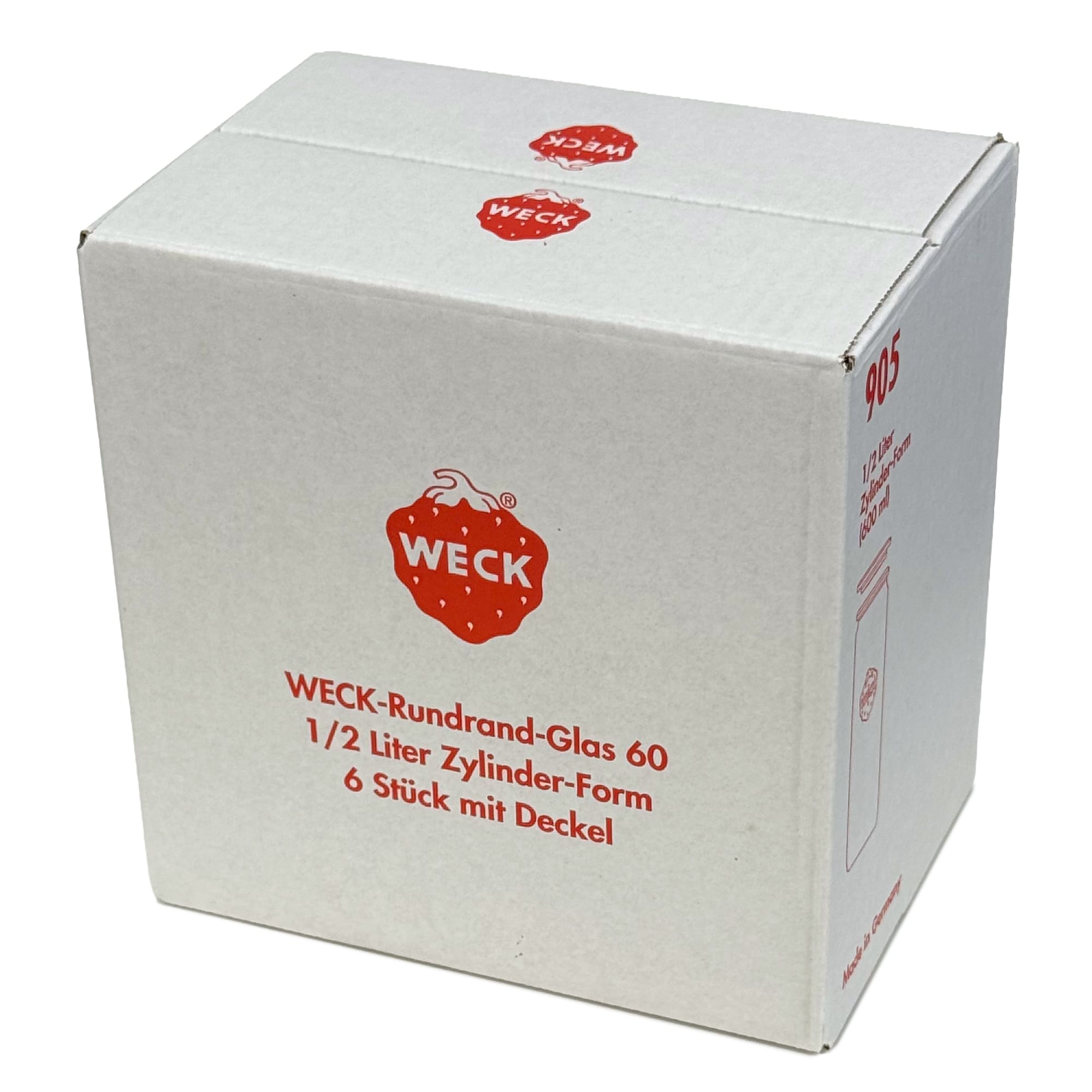 6x 600 ml WECK-Zylinderglas mit Glasdeckel RR 60