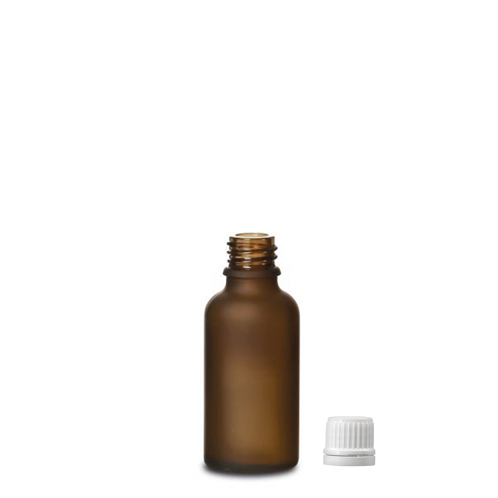 30 ml Medizinflasche, Glas, braun gefrostet, Mündung: DIN 18 30 ml Medizinflasche, Glas, braun gefrostet, Mündung: DIN 18