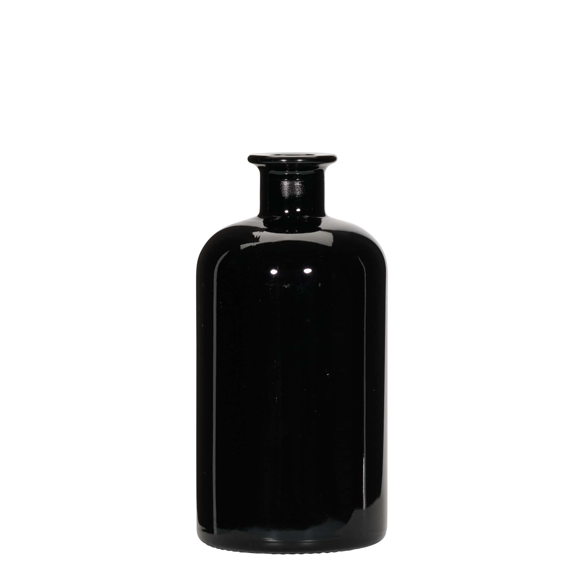 500 ml Glasflasche Apotheker, schwarz, Mündung: Kork