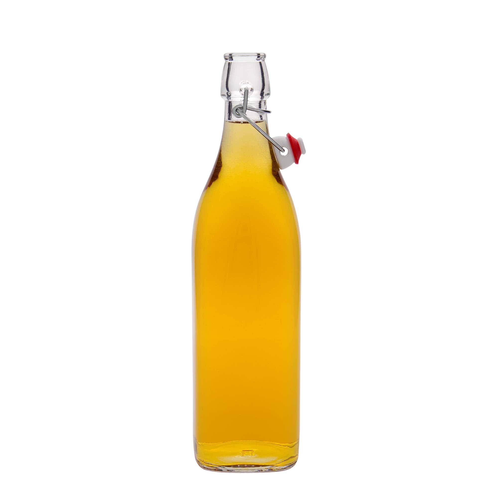 1.000 ml Glasflasche 'Swing, quadratisch, Mündung: Bügelverschluss 1.000 ml Glasflasche 'Swing, quadratisch, Mündung: Bügelverschluss