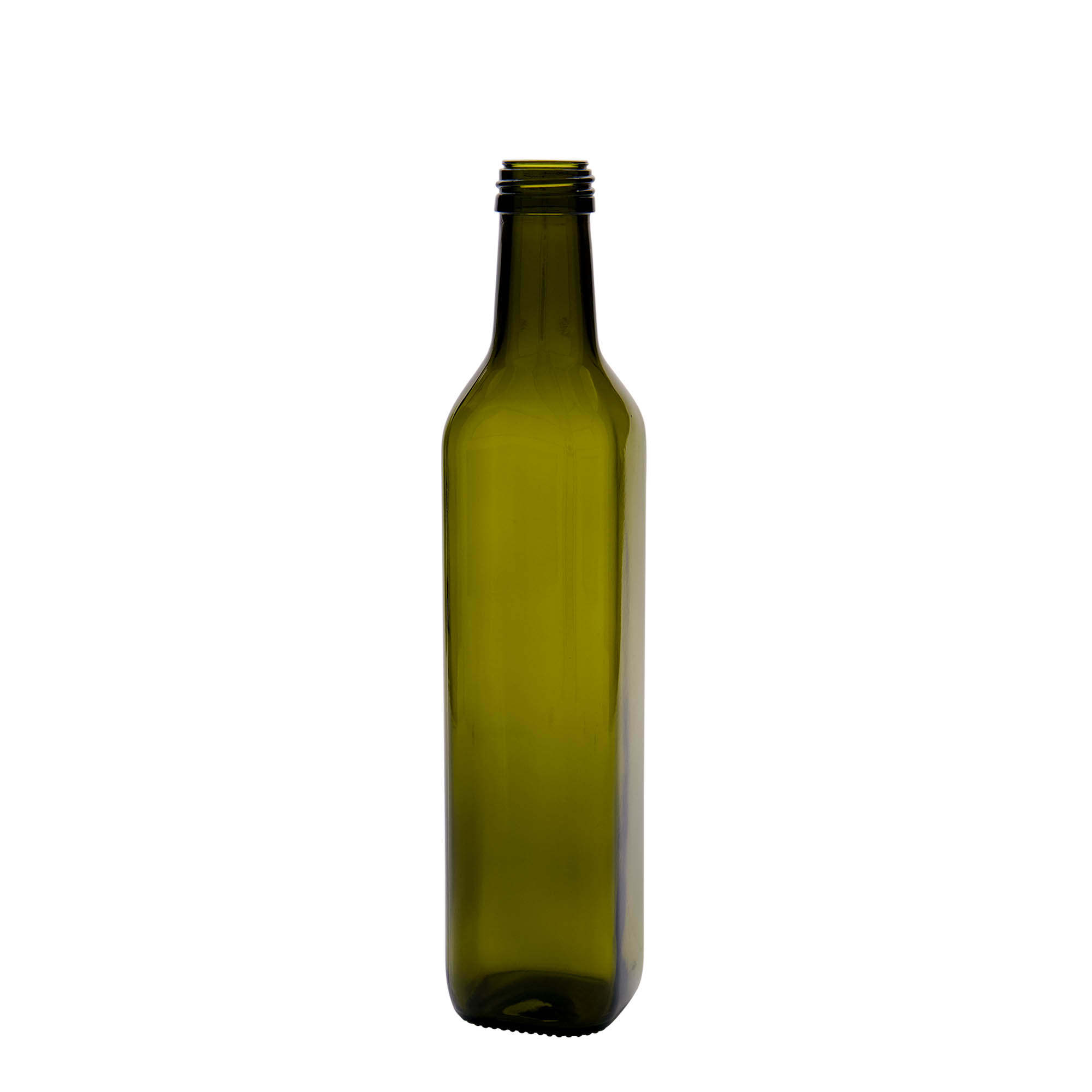 500 ml Glasflasche „Marasca“, quadratisch, antikgrün, Mündung: PP 31,5 500 ml Glasflasche „Marasca“, quadratisch, antikgrün, Mündung: PP 31,5