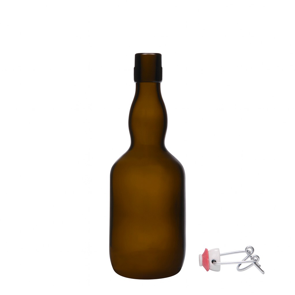 500 ml Bierflasche Kropfhals, Glas, antikgrün, Mündung: Bügelverschluss 500 ml Bierflasche Kropfhals, Glas, antikgrün, Mündung: Bügelverschluss