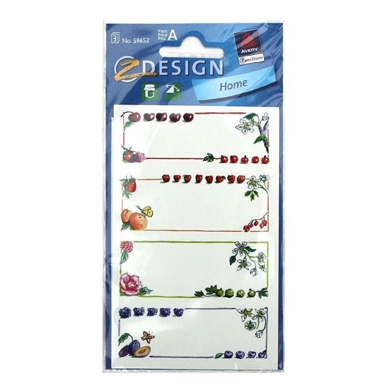 Zweckform Etiketten „Bunte Früchte“, rechteckig, Papier, mehrfarbig