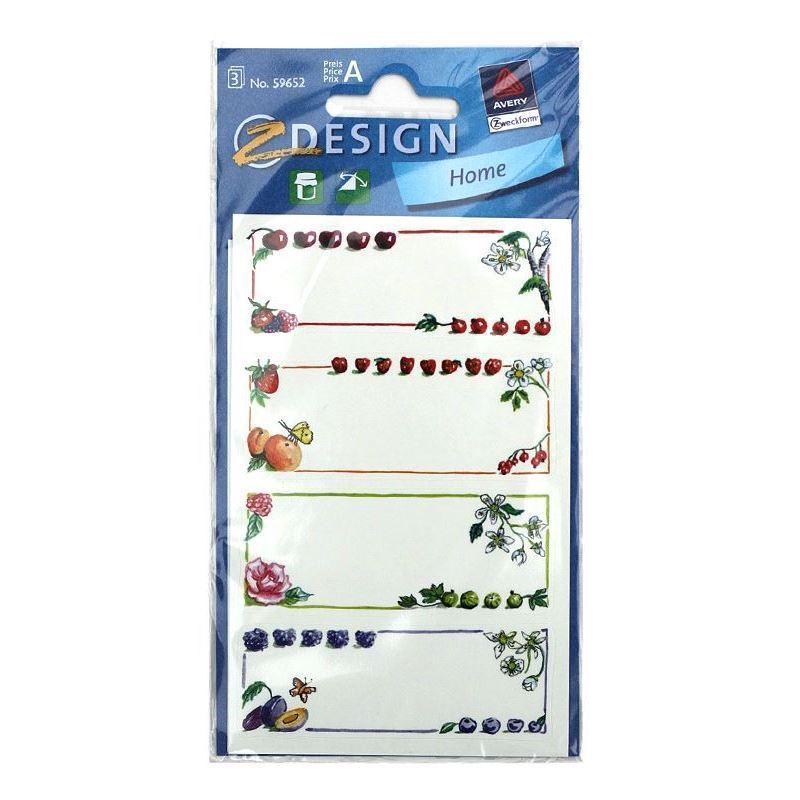 Zweckform Etiketten „Bunte Früchte“, rechteckig, Papier, mehrfarbig